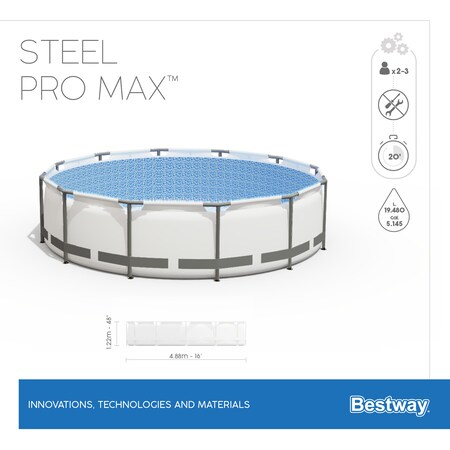 rund online MAX™ Bestway® 488 bei cm lichtgrau, Ø , kaufen 122 Netto Frame Steel mit Komplett-Set Filterpumpe x Pro Pool