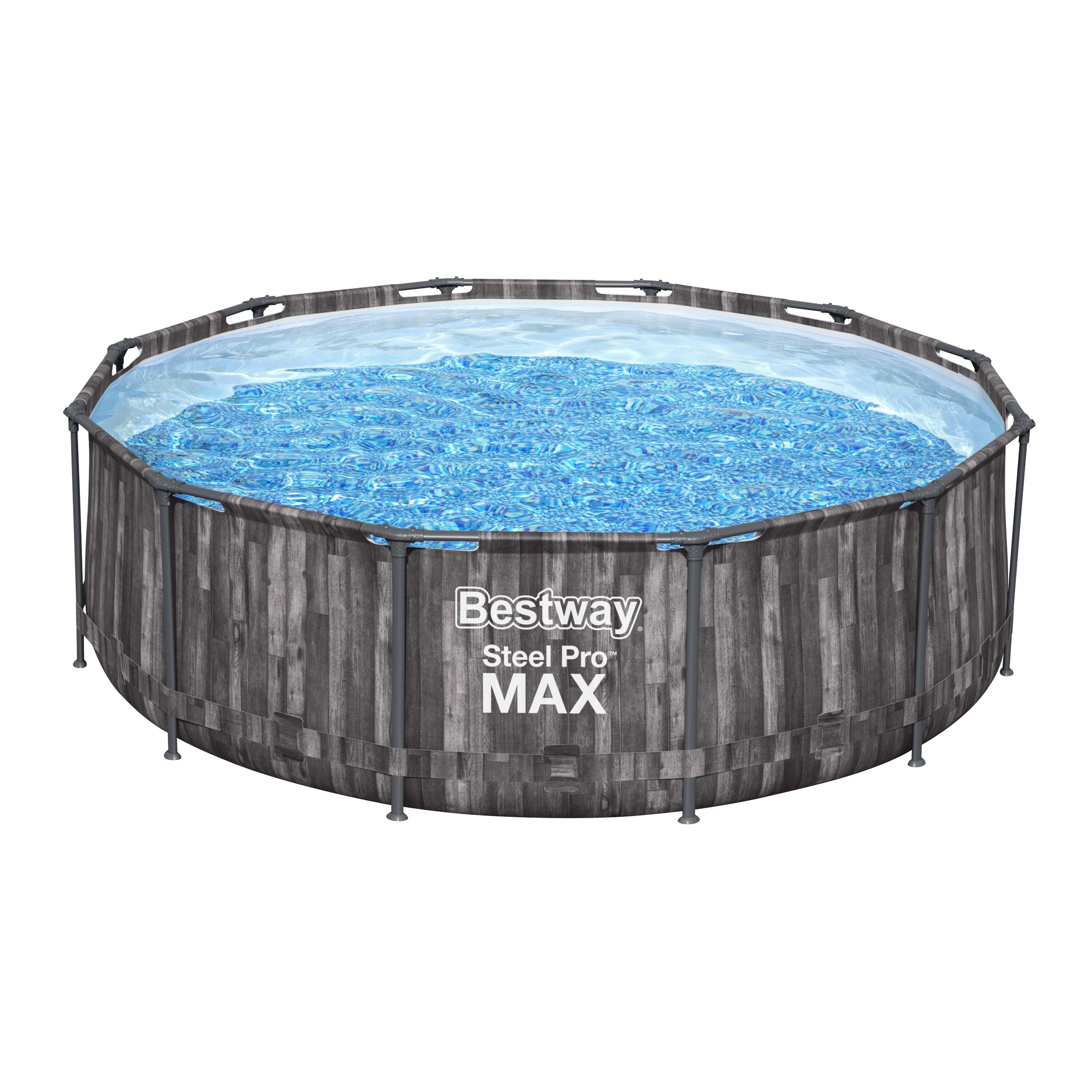 Bestway&reg; Steel Pro MAX&trade; Frame Pool-Set mit Filterpumpe &Oslash; 366 x 100 cm, Holz-Optik (Mooreiche), rund - Bild 1