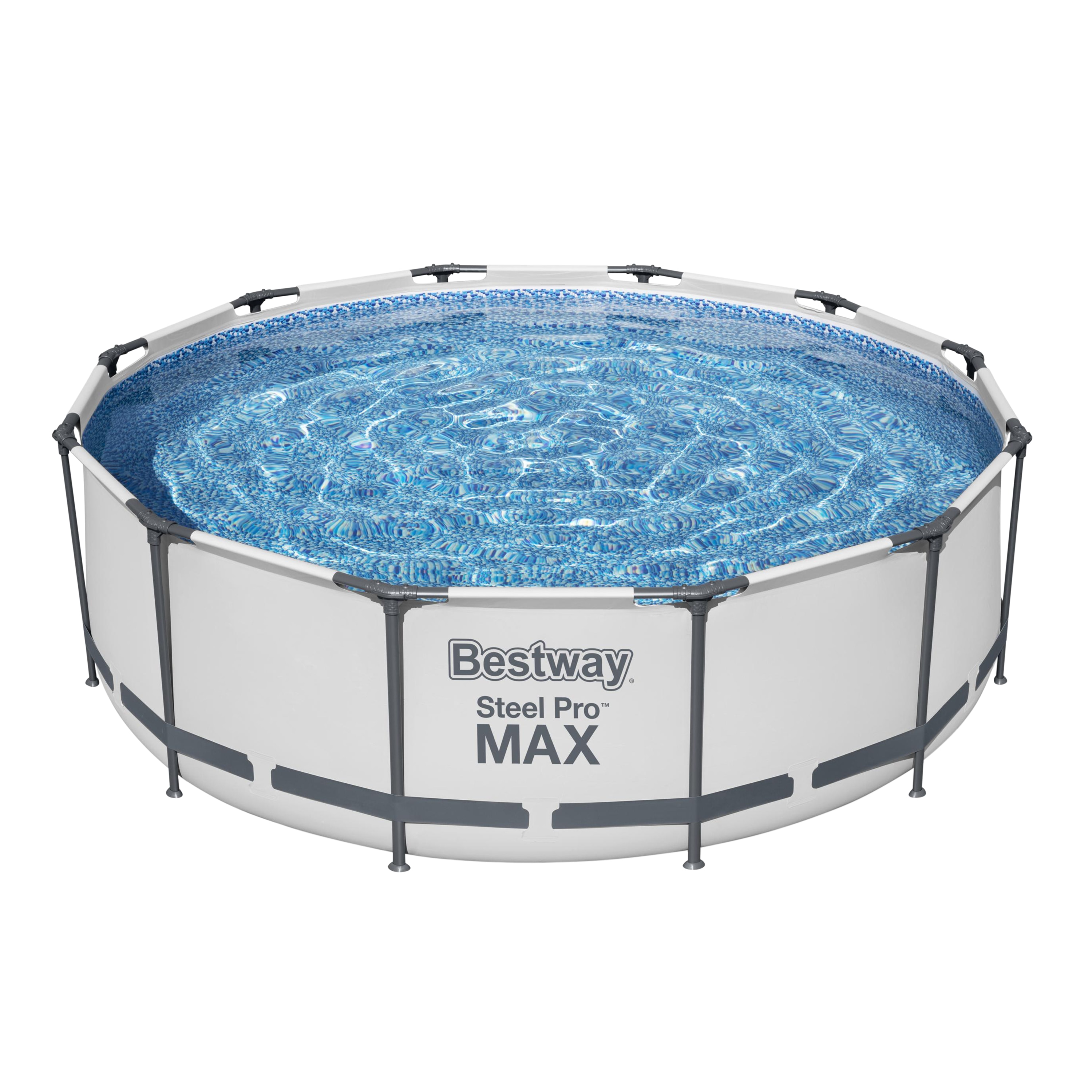 Bestway&reg; Steel Pro MAX&trade; Frame Pool Set mit Filterpumpe &Oslash; 366 x 100 cm, lichtgrau, rund - Bild 1