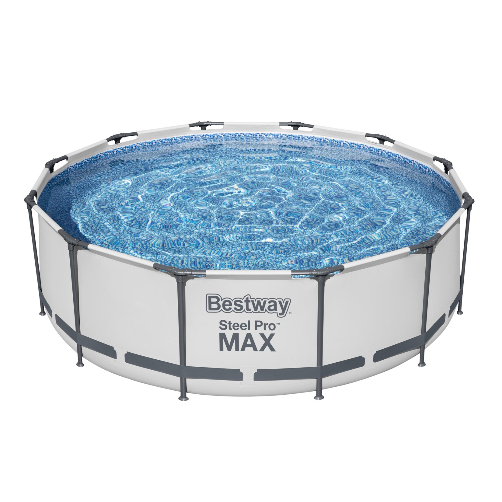 Bestway® Steel Pro MAX™ Frame Pool Set mit Filterpumpe Ø 366 x 100 cm, lichtgrau, rund | 06942138982459