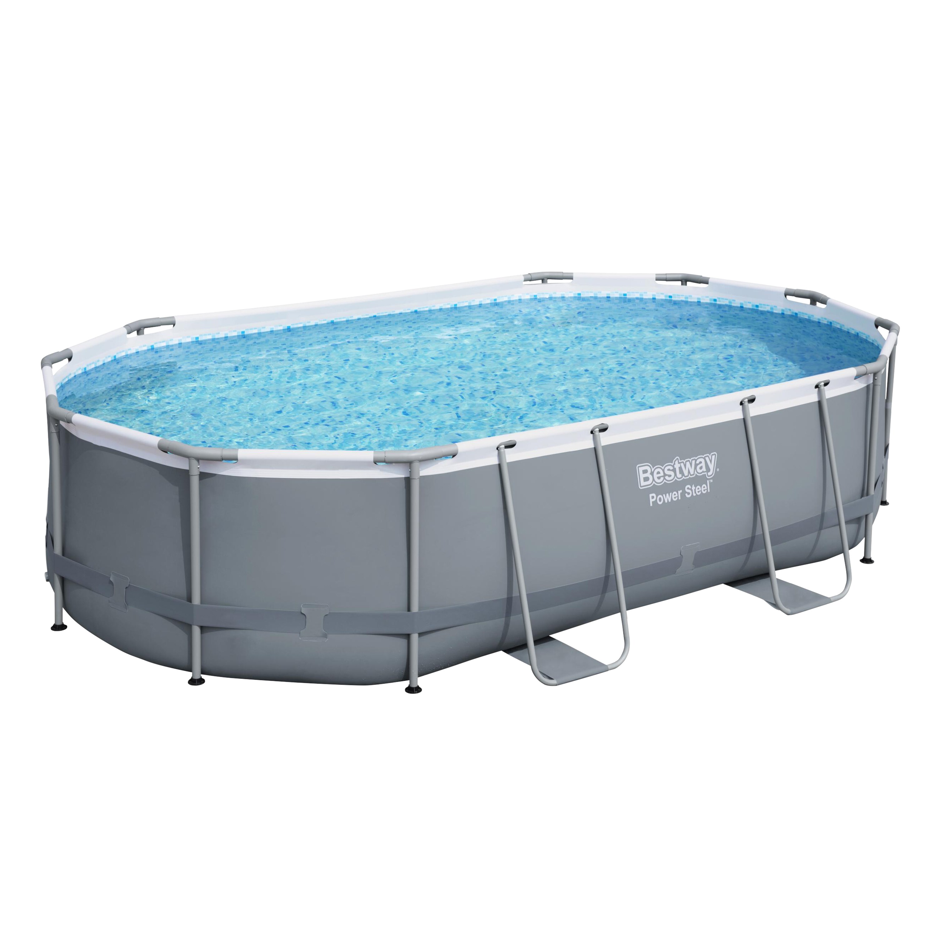 Bestway&reg; Power Steel&trade; Frame Pool Komplett-Set mit Filterpumpe 488 x 305 x 107 cm, grau, oval - Bild 1