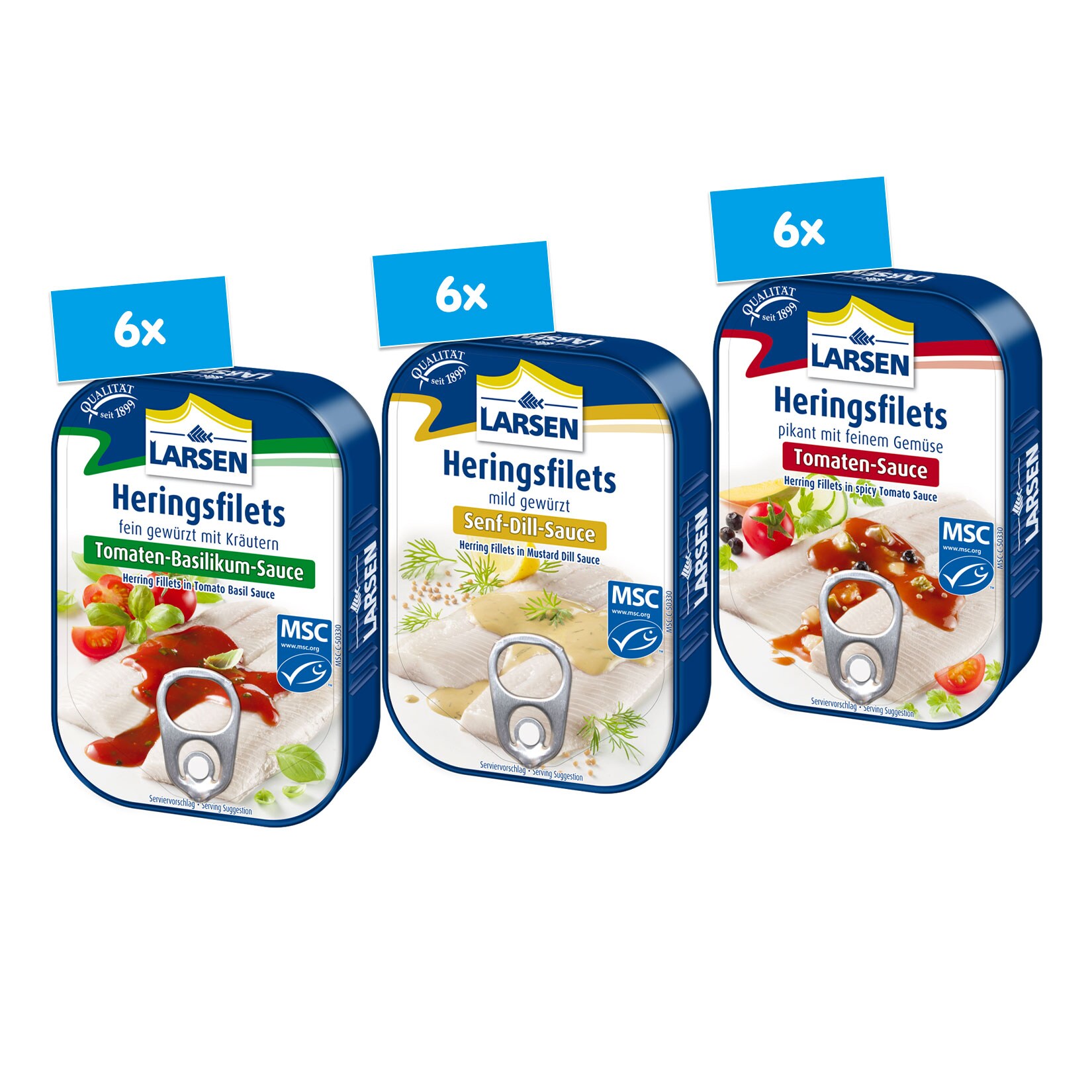 MSC Larsen Heringsfilet 110 g, verschiedene Sorten, 18er Pack - Bild 1