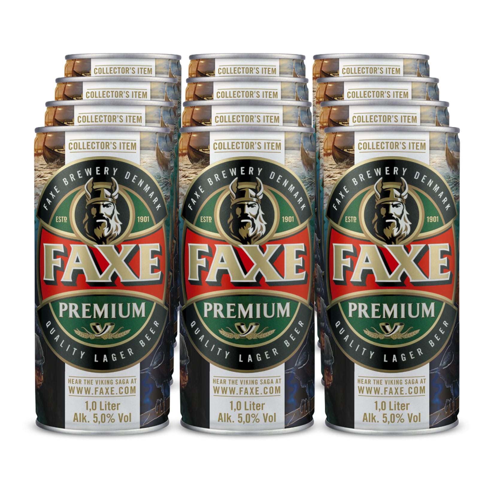 FAXE Premium Bier 5,0 % vol 1,0 Liter Dose, 12er Pack - Bild 1