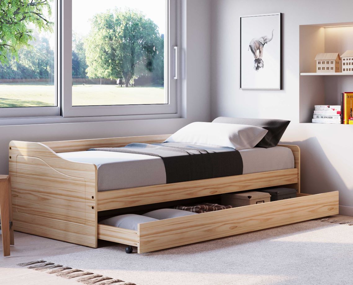 Inter Link Funktionsbett Kinderbett Leonie 90x200 cm inkl. Lattenrost und Ausziehbett - versch. Ausf&uuml;hrungen - Farblos - Bild 1