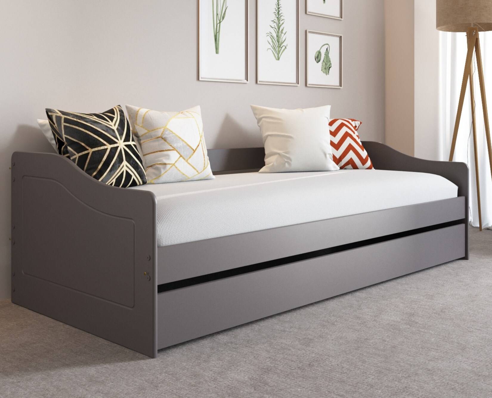 Inter Link Funktionsbett Kinderbett Leonie 90×200 cm inkl. Lattenrost und Ausziehbett – versch. Ausführungen – Grau | 04010340964159