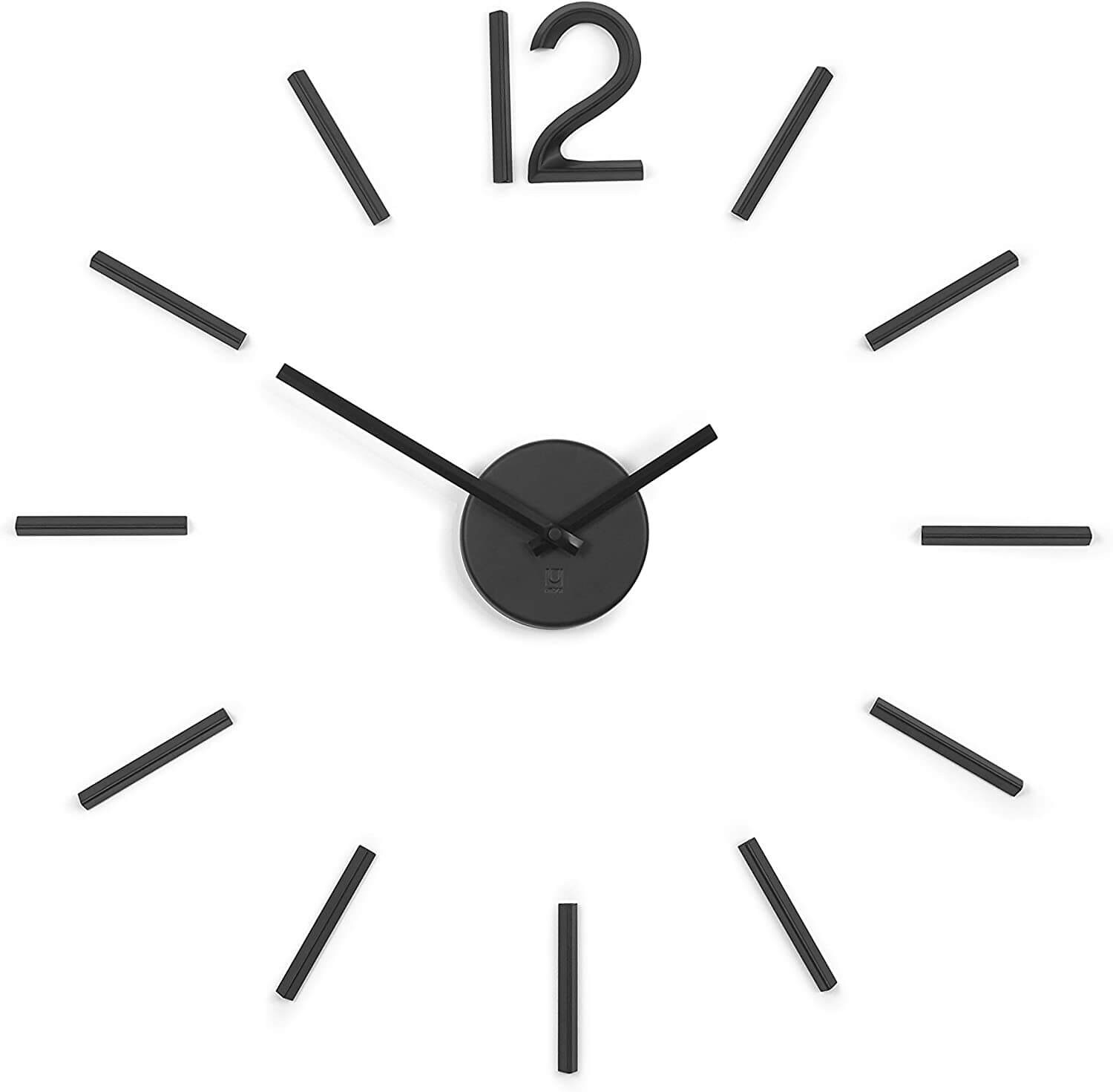 Umbra BLINK DIY Quarz Wanduhr ohne Rahmen als Wanddekoration aus Metall mit Ziffern zum Aufkleben | 00028295522809