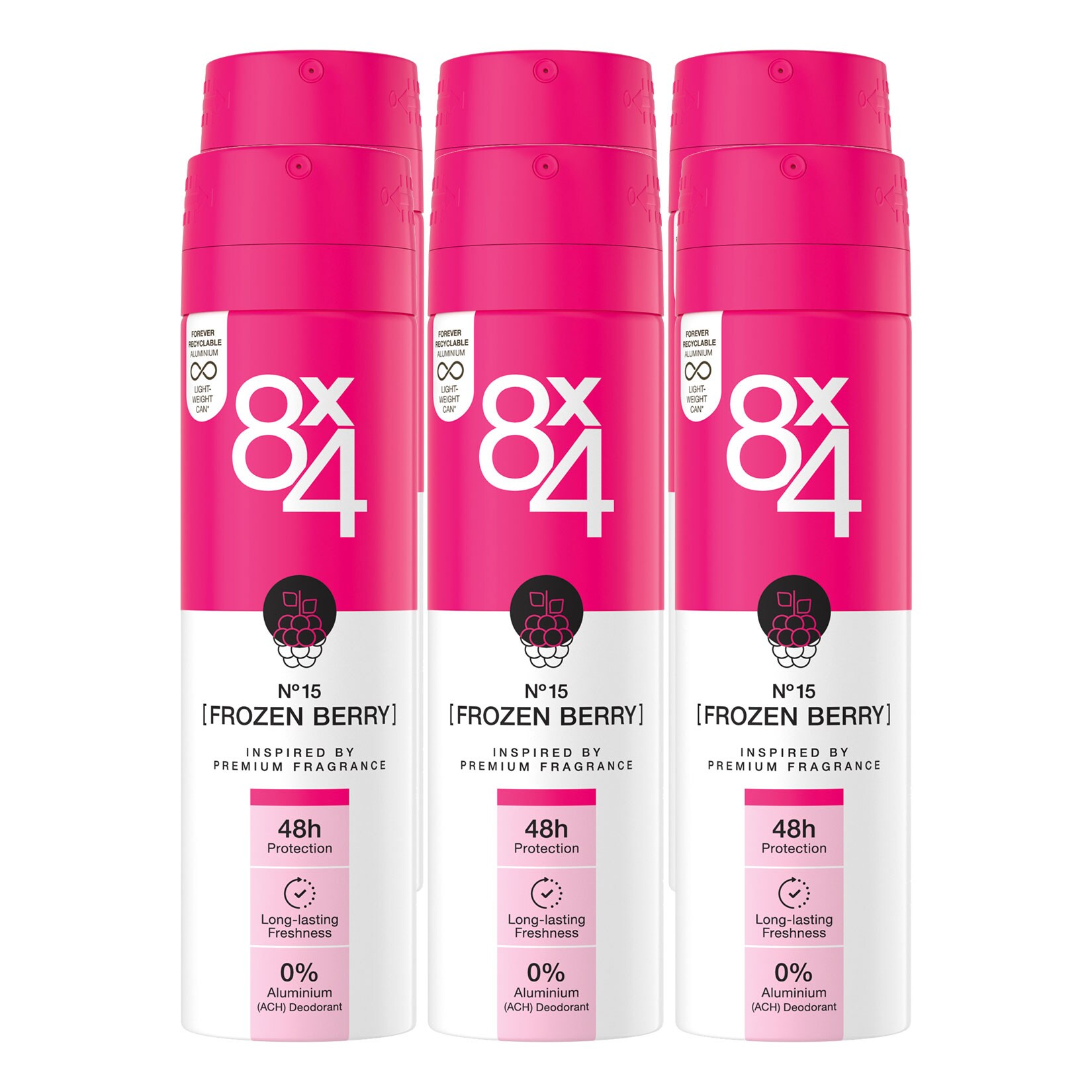8x4 Deospray Frozen Berry 150 ml, 6er Pack - Bild 1