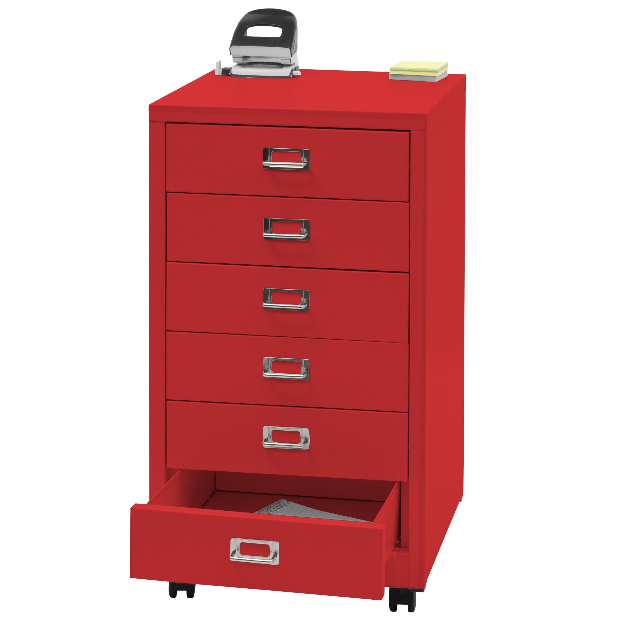 Rollcontainer MCW-L49, Schubladenschrank Stahlschrank Aktenschrank, Metall 75x40x41cm 6 Schubladen ~ rot - Bild 1