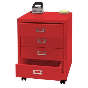 Rollcontainer MCW-L49, Schubladenschrank Stahlschrank Aktenschrank, Metall 55x40x41cm 4 Schubladen ~ rot - Bild 1