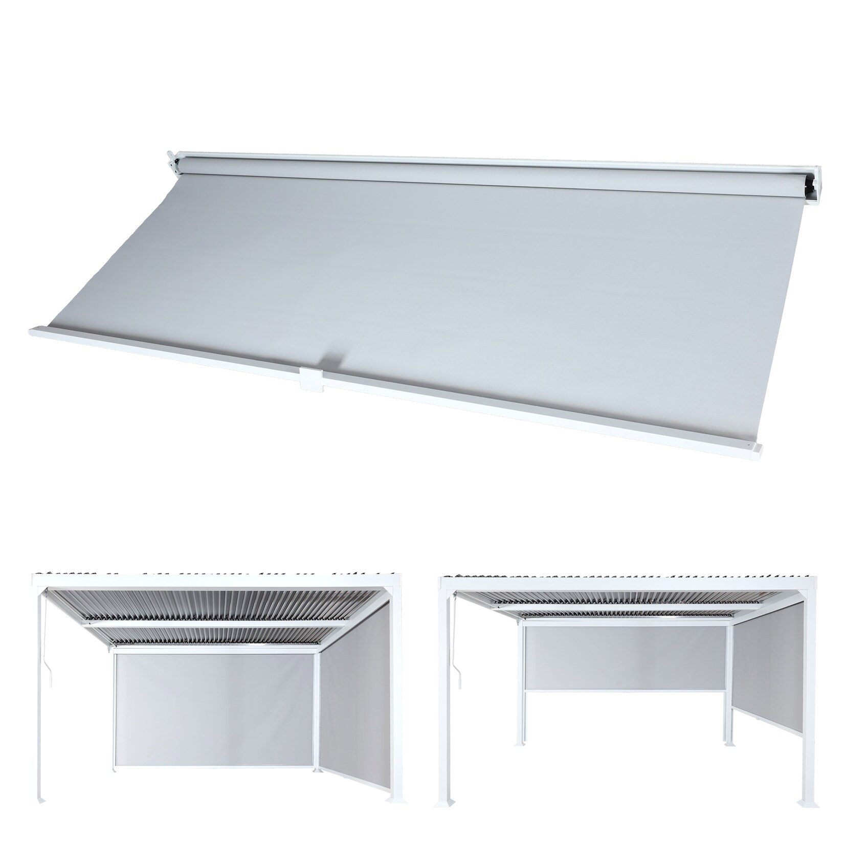 Seitenwand für Pergola MCW-L41, Pavillon Rollo Ersatzseitenwand, Stoff/Textil 3x3,7m ~ weiß