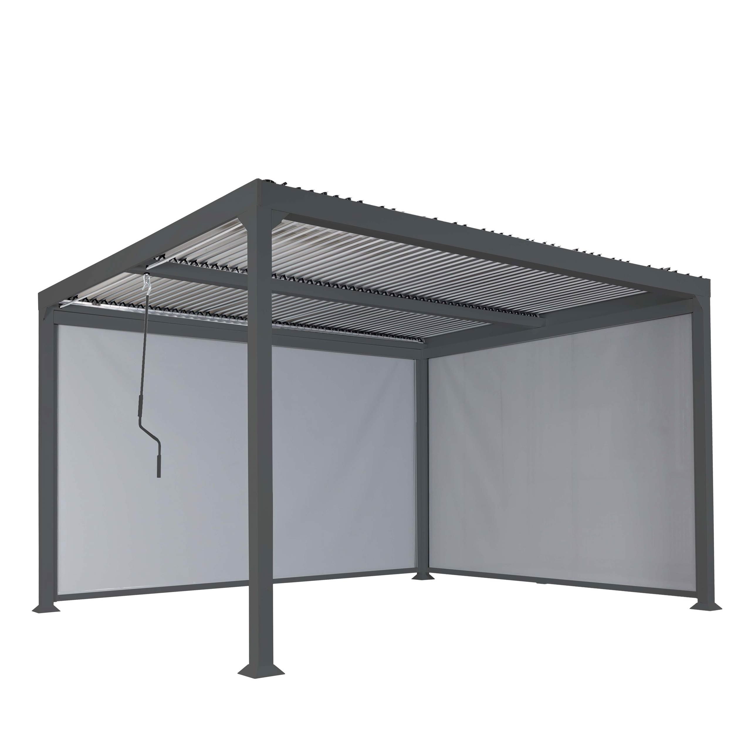 Alu Pergola MCW-L41 mit 2x Seitenwand, Lamellen-Pavillon, stabiles 8cm-Metall-Gestell 3x3,7m ~ anthrazit - Bild 1
