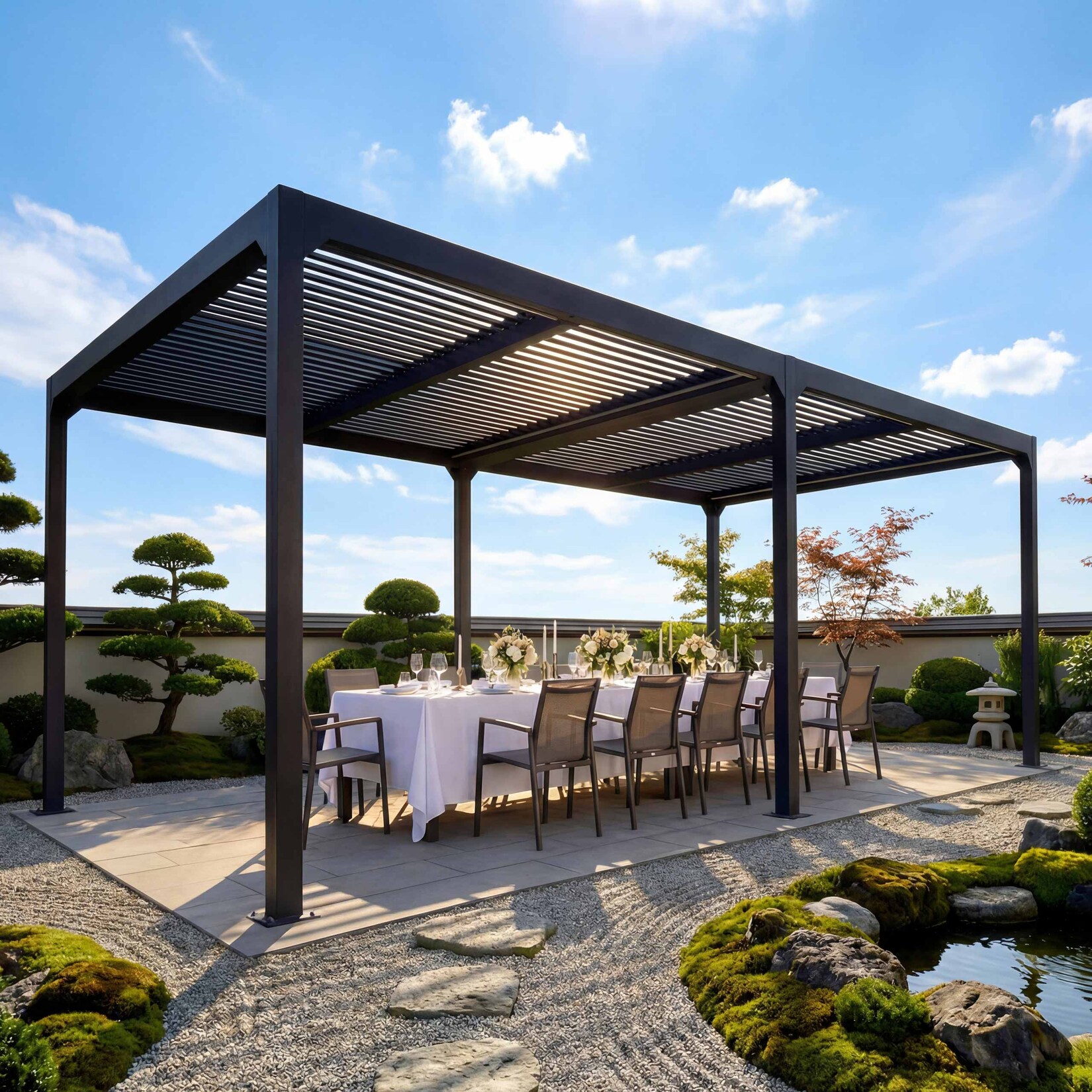 Alu Pergola MCW-L41, Lamellen-Pavillon Terrassenüberdachung, stabiles 8cm-Metall-Gestell 3x6m ~ anthrazit