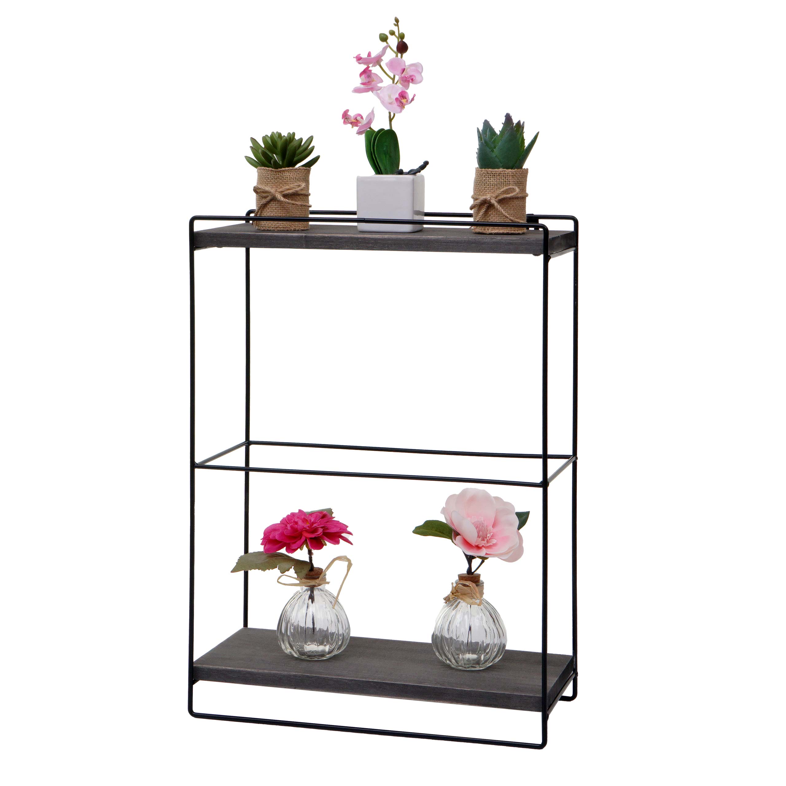 Wandregal MCW-K77, H&auml;ngeregal Regal K&uuml;chenregal, Massiv-Holz Metall Industrial 2 Regalb&ouml;den 50x35x17cm ~ dunkelgrau - Bild 1