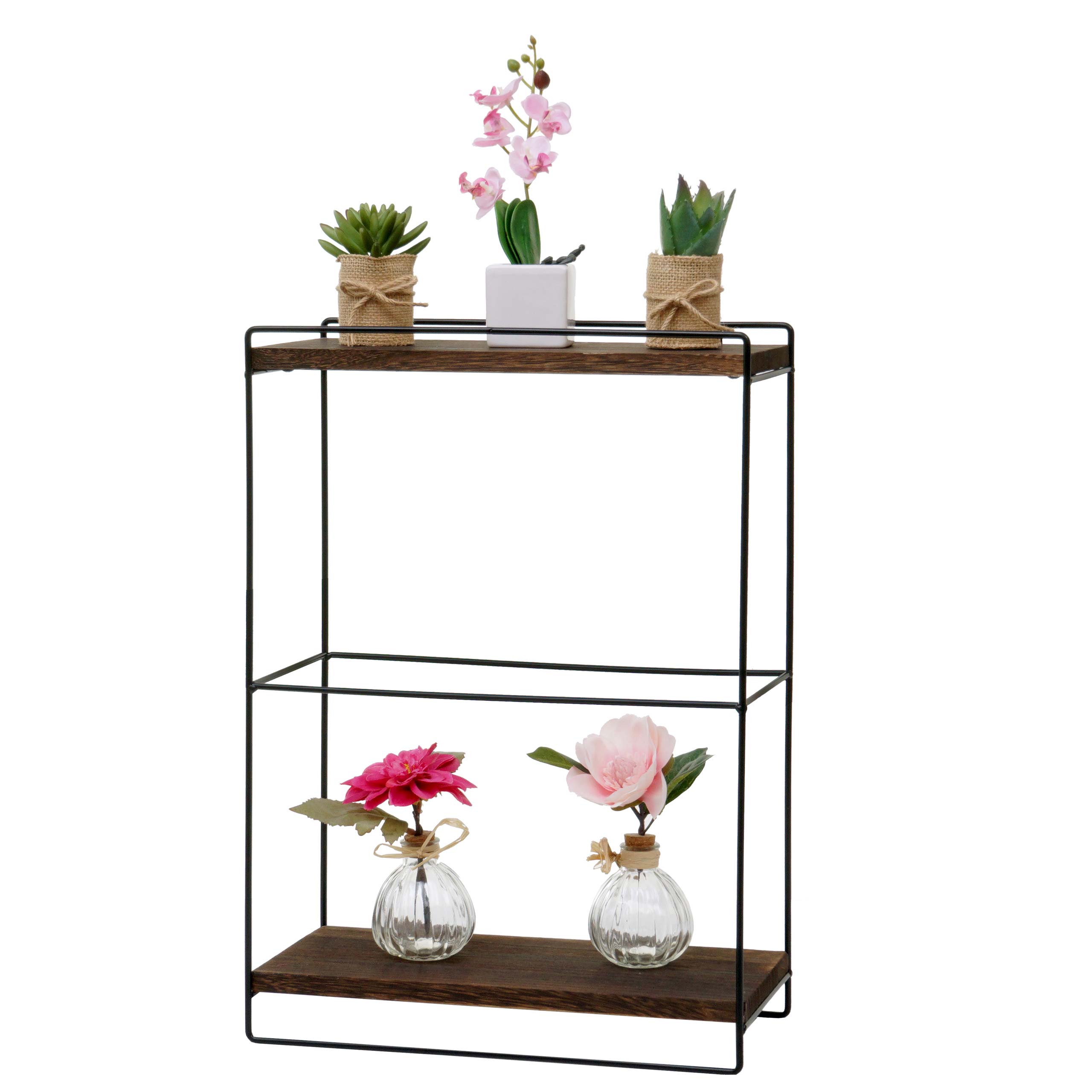 Wandregal MCW-K77, H&auml;ngeregal Regal K&uuml;chenregal, Massiv-Holz Metall Industrial 2 Regalb&ouml;den 50x35x17cm ~ dunkelbraun - Bild 1