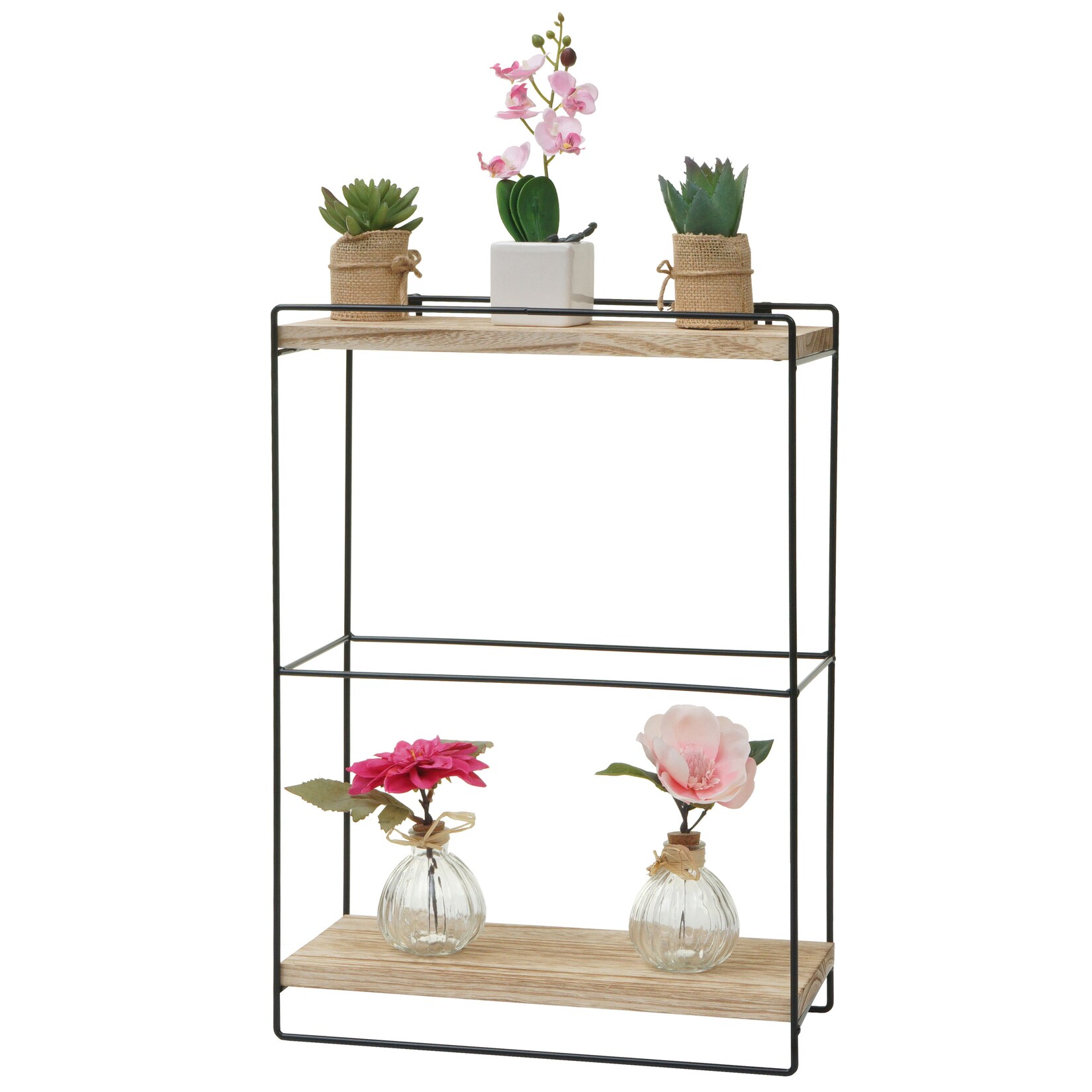 Wandregal MCW-K77, Hängeregal Regal Küchenregal, Massiv-Holz Metall Industrial 2 Regalböden 50x35x17cm ~ natur | 04057651577432