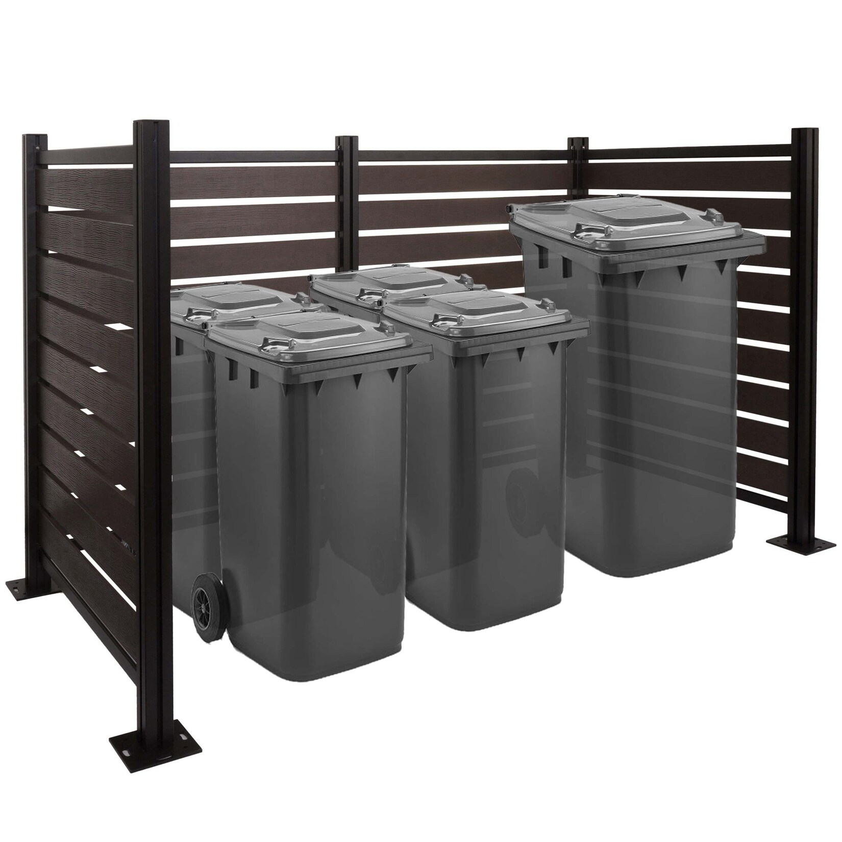 Alu Mülltonnen-Zaun MCW-K57, Mülltonnenverkleidung, Holzoptik erweiterbar 130x206x110cm ~ anthrazit