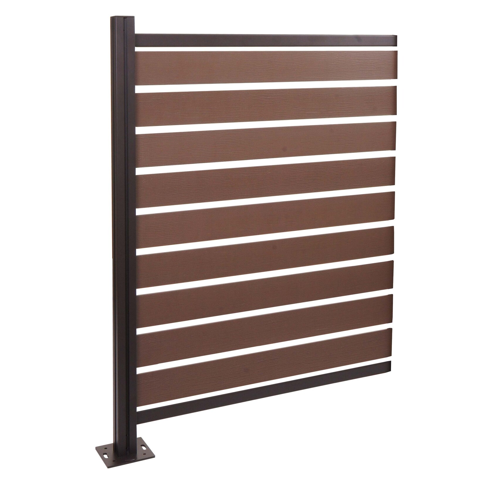Alu Mülltonnen-Zaun MCW-K57, Erweiterungselement Mülltonnenverkleidung, Holzoptik erweiterbar 130x100x6cm ~ braun