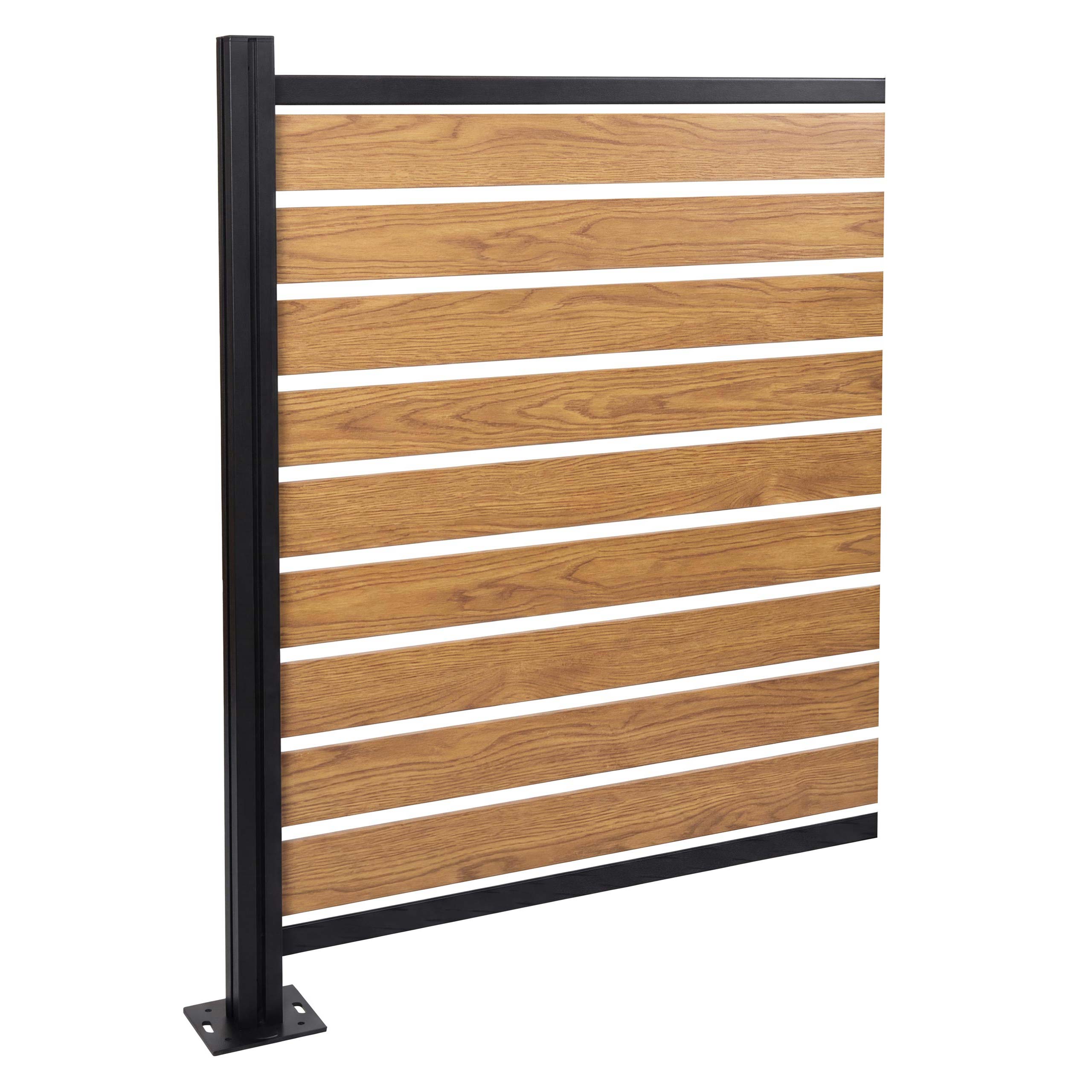 Alu M&uuml;lltonnen-Zaun MCW-K57, Erweiterungselement M&uuml;lltonnenverkleidung, Holzoptik erweiterbar 130x100x6cm ~ hellbraun - Bild 1