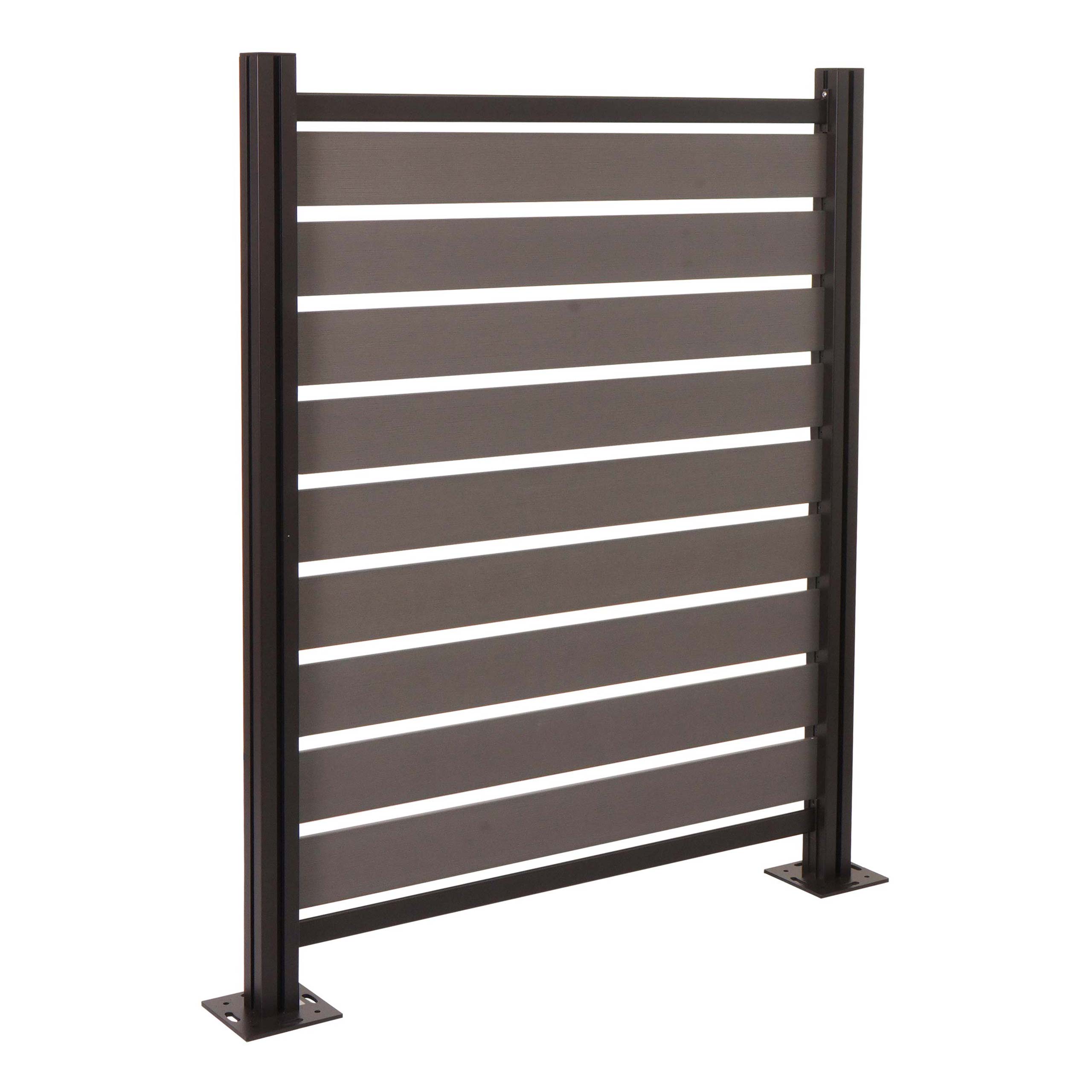 Alu M&uuml;lltonnen-Zaun MCW-K57, Basiselement M&uuml;lltonnenverkleidung, Holzoptik erweiterbar 130x110x6cm ~ grau - Bild 1