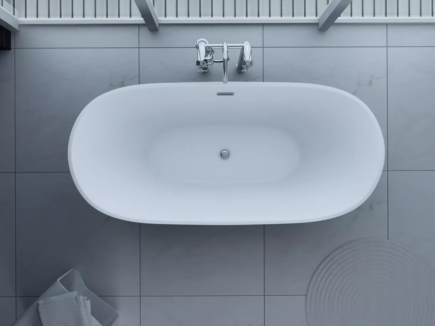 PureHaven freistehende Acryl-Badewanne 170x80 cm elegant inkl. Siphon &Uuml;berlaufschutz leicht zu pflegende Oberfl&auml;che extra starker Rahmen Schwarz/Wei&szlig; - Bild 1