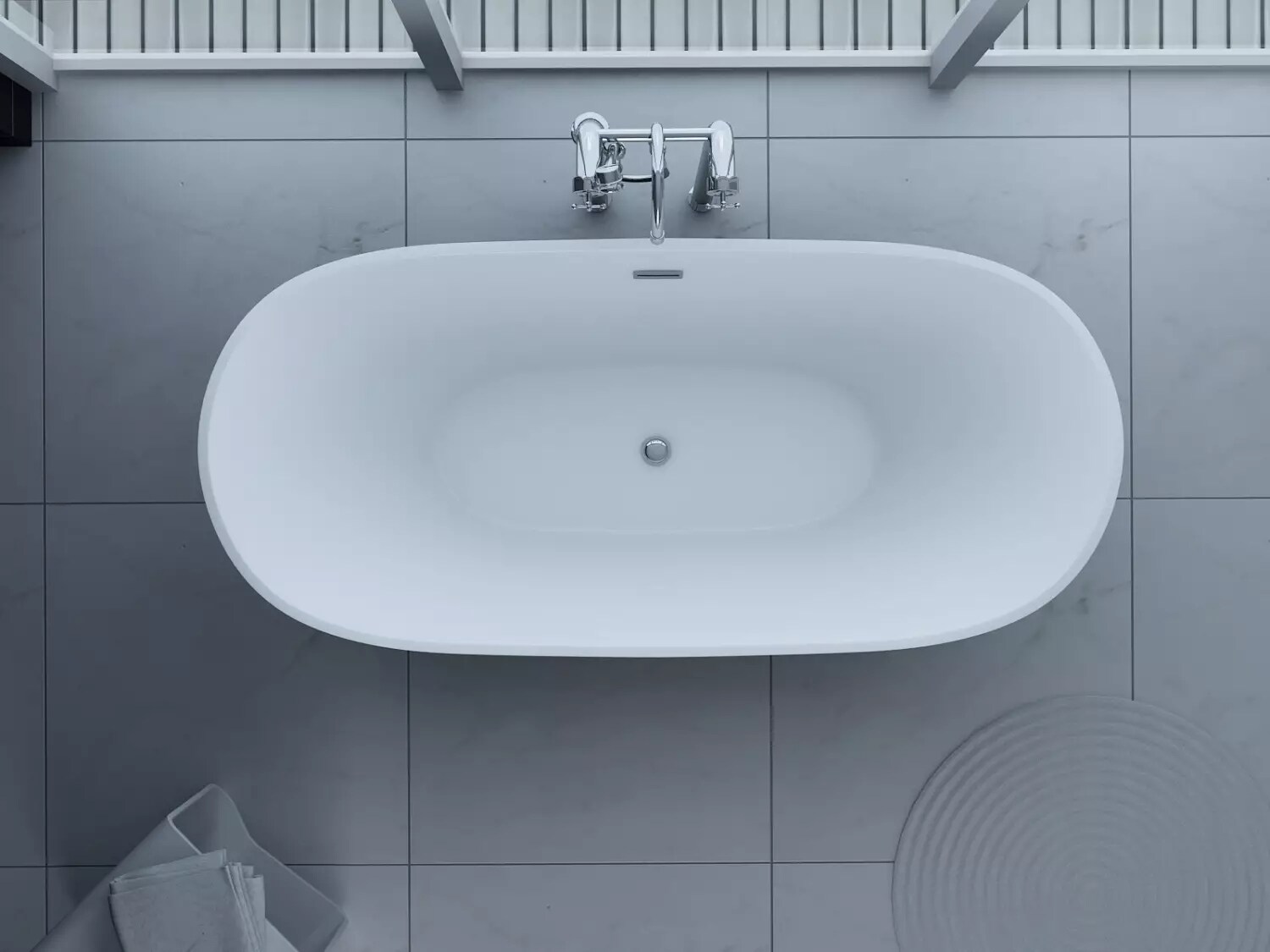 PureHaven freistehende Luxus Acryl-Badewanne 170x80cm elegant inkl. Siphon und &Uuml;berlaufschutz leicht zu pflegende Oberfl&auml;che extra starker Rahmen Wei&szlig; - Bild 1