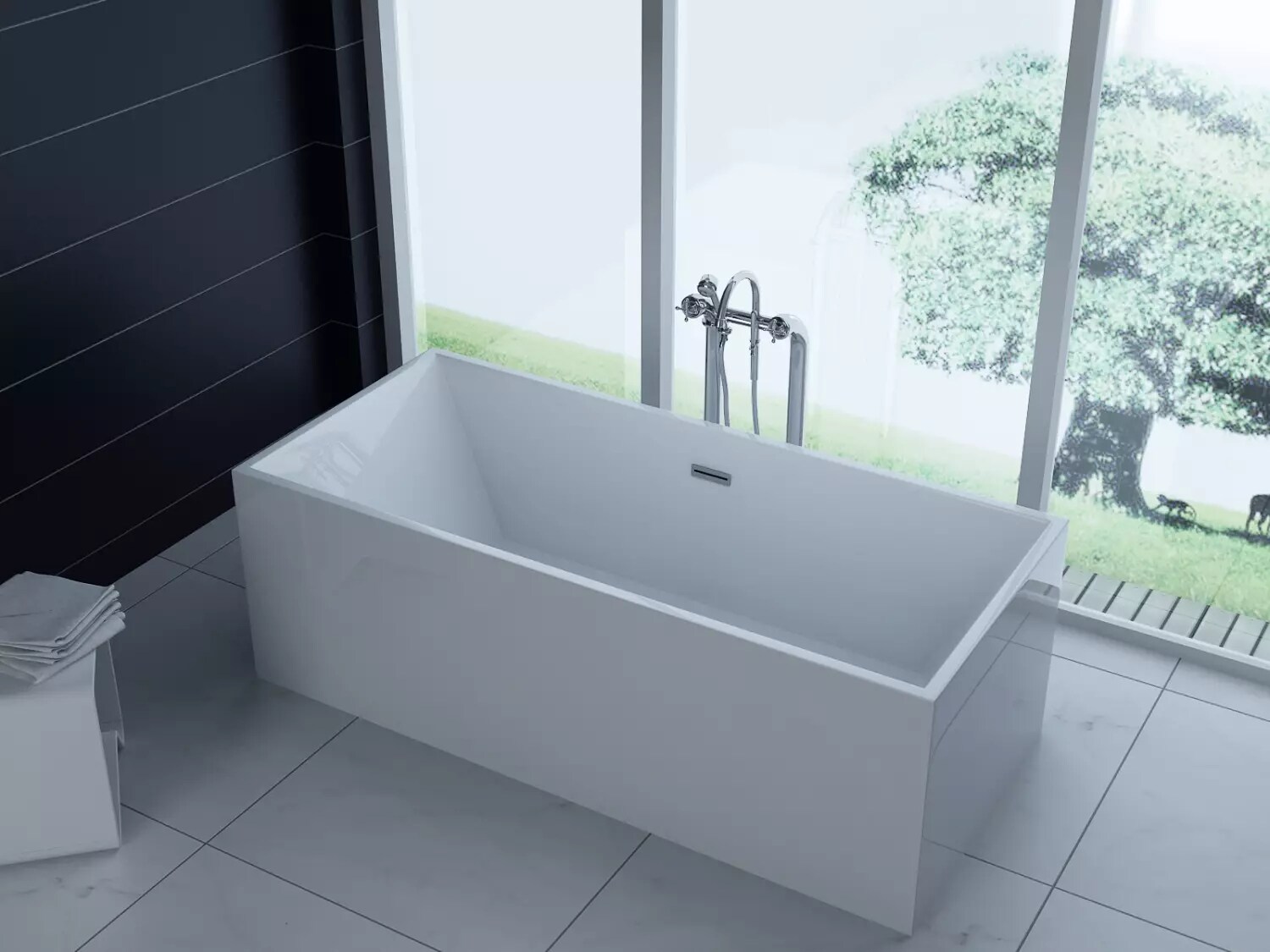 PureHaven freistehende Luxus Acryl-Badewanne 170x80cm elegant inkl. Siphon und &Uuml;berlaufschutz leicht zu pflegende Oberfl&auml;che extra starker Rahmen Wei&szlig; - versch. Ausf&uuml;hrungen - Bild 1