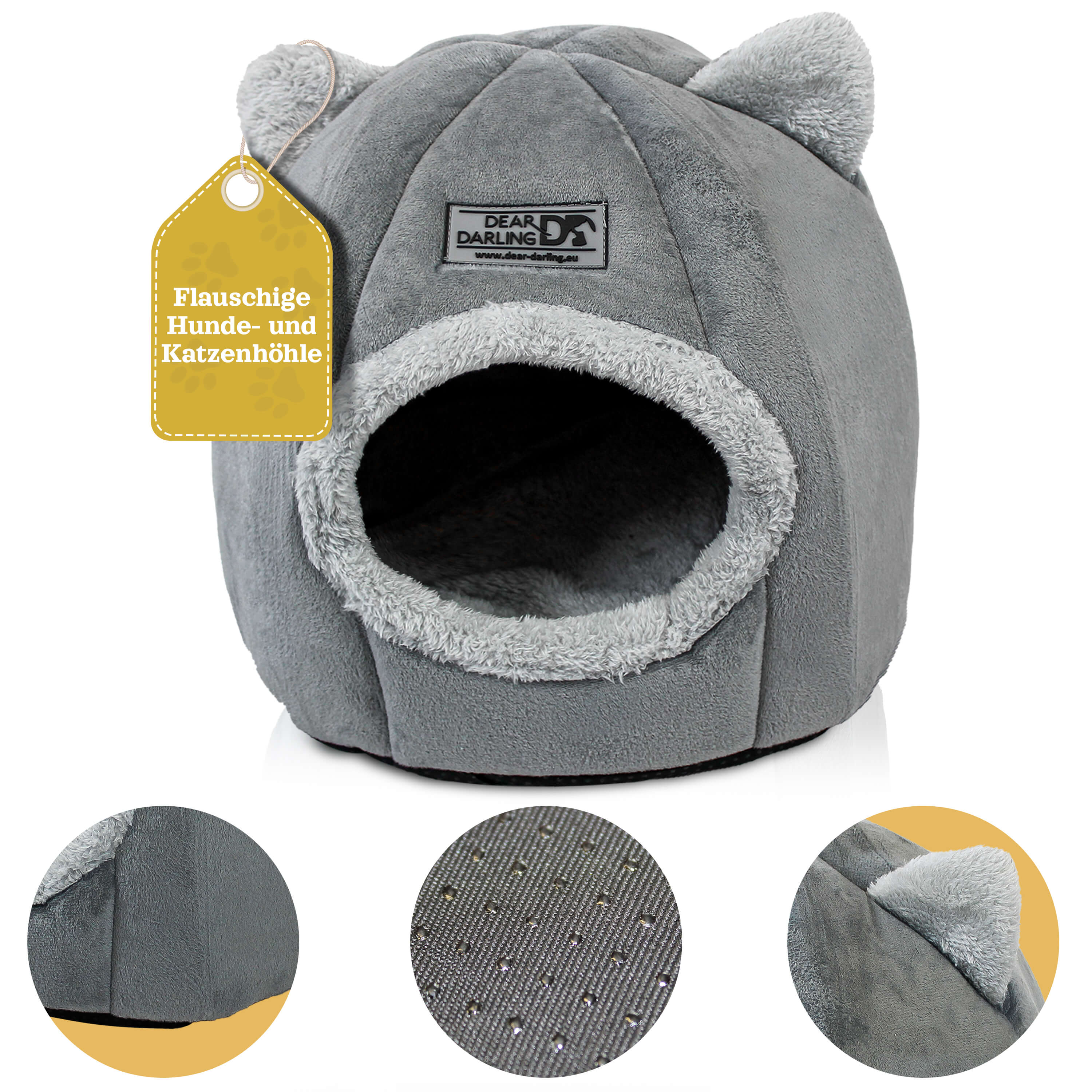 DEAR DARLING  Luxus Katzenkorb Hundekorb grau Gr. M 36x40cm Haus H&ouml;hle - Bild 1