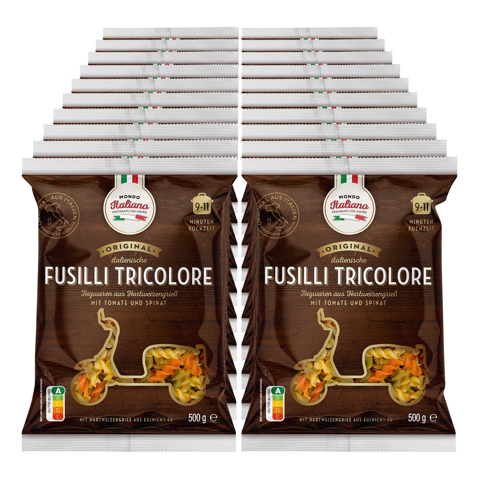 Mondo Italiano Fusilli Tricolore 500 g, 20er Pack - Bild 1