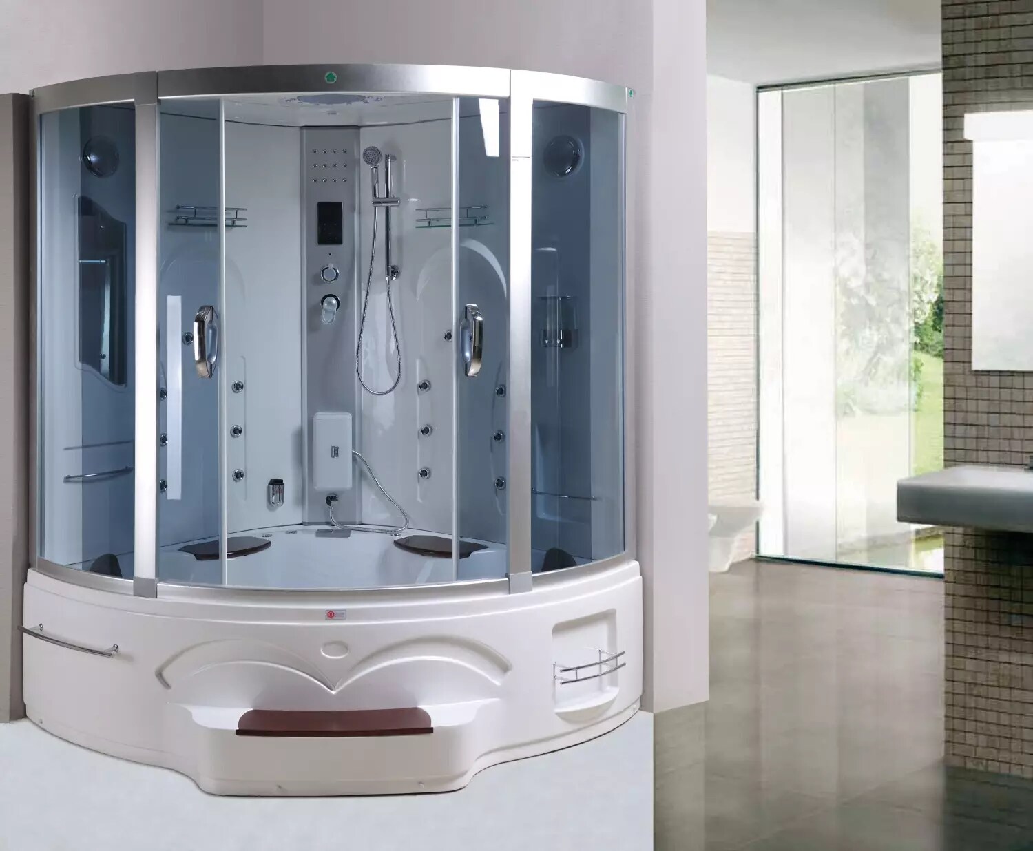 PureHaven 2in1 Whirlpool und Dampfdusche 150x150x225 cm mit Aluminiumrahmen - Bild 1