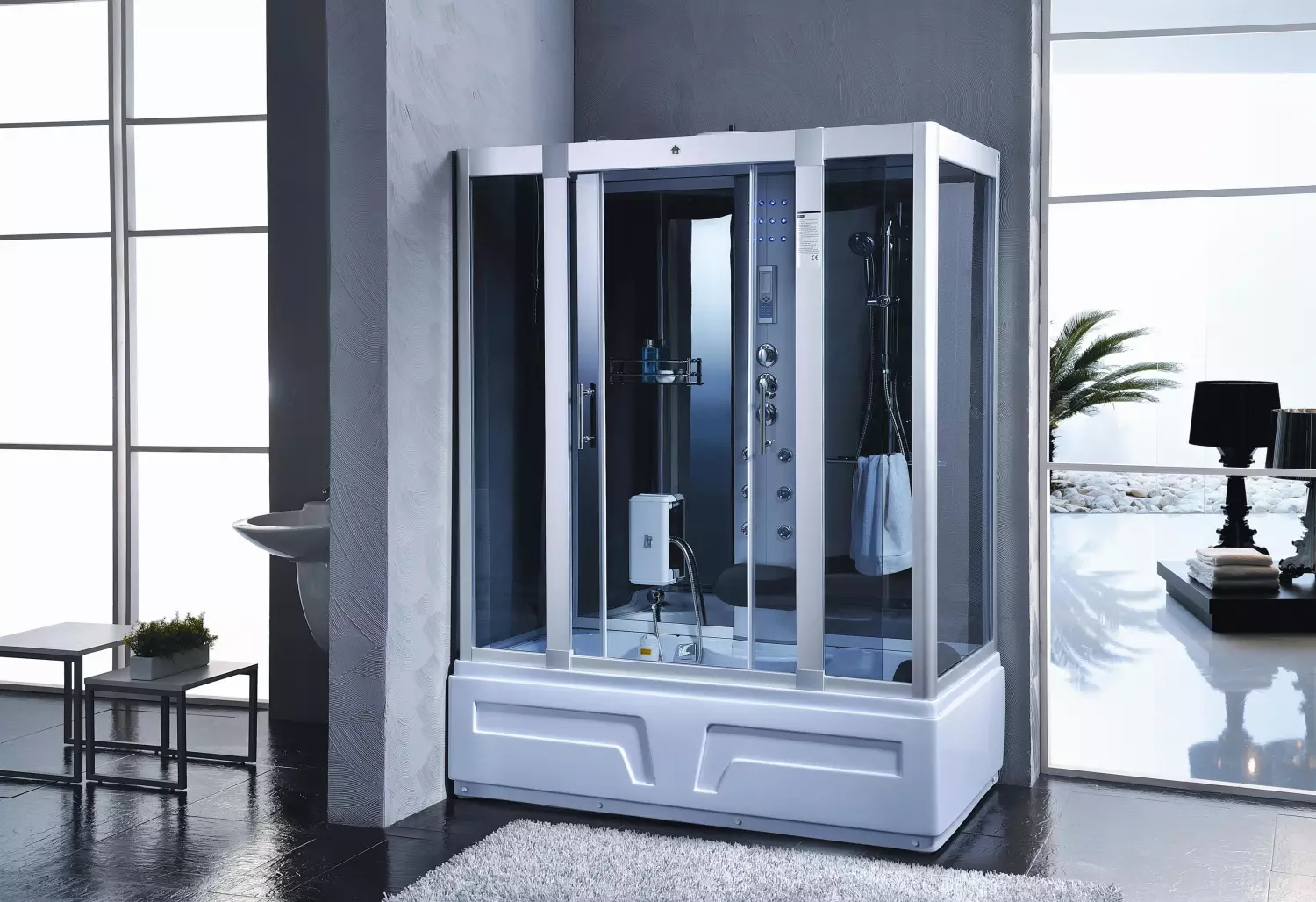 PureHaven 2in1 Whirlpool und Dampfdusche 150x90 cm mit Tropenbrause - Bild 1