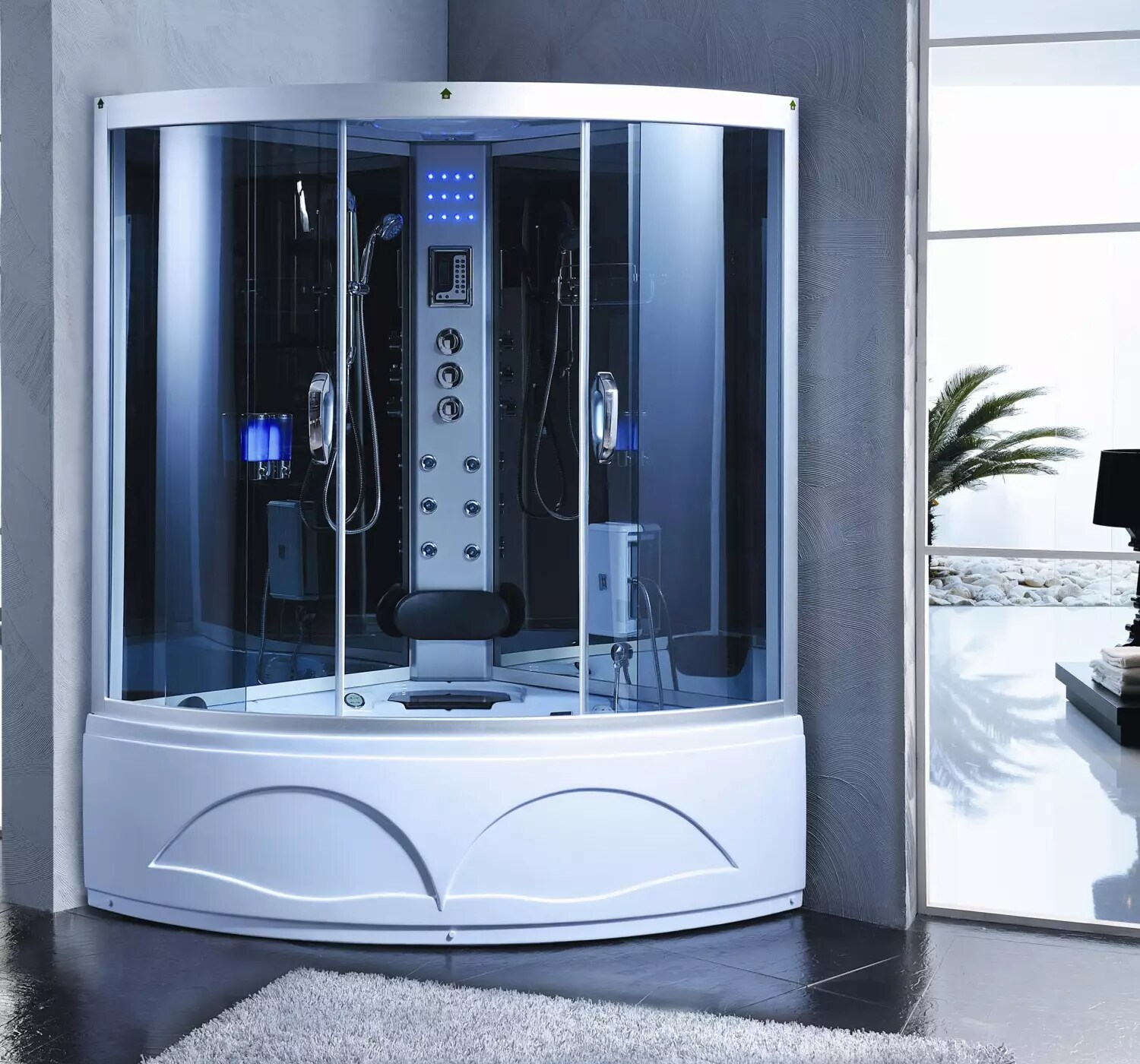 PureHaven 2in1 Dampfdusche und Whirlpool 135x135 cm mit Aluminiumrahmen - Bild 1