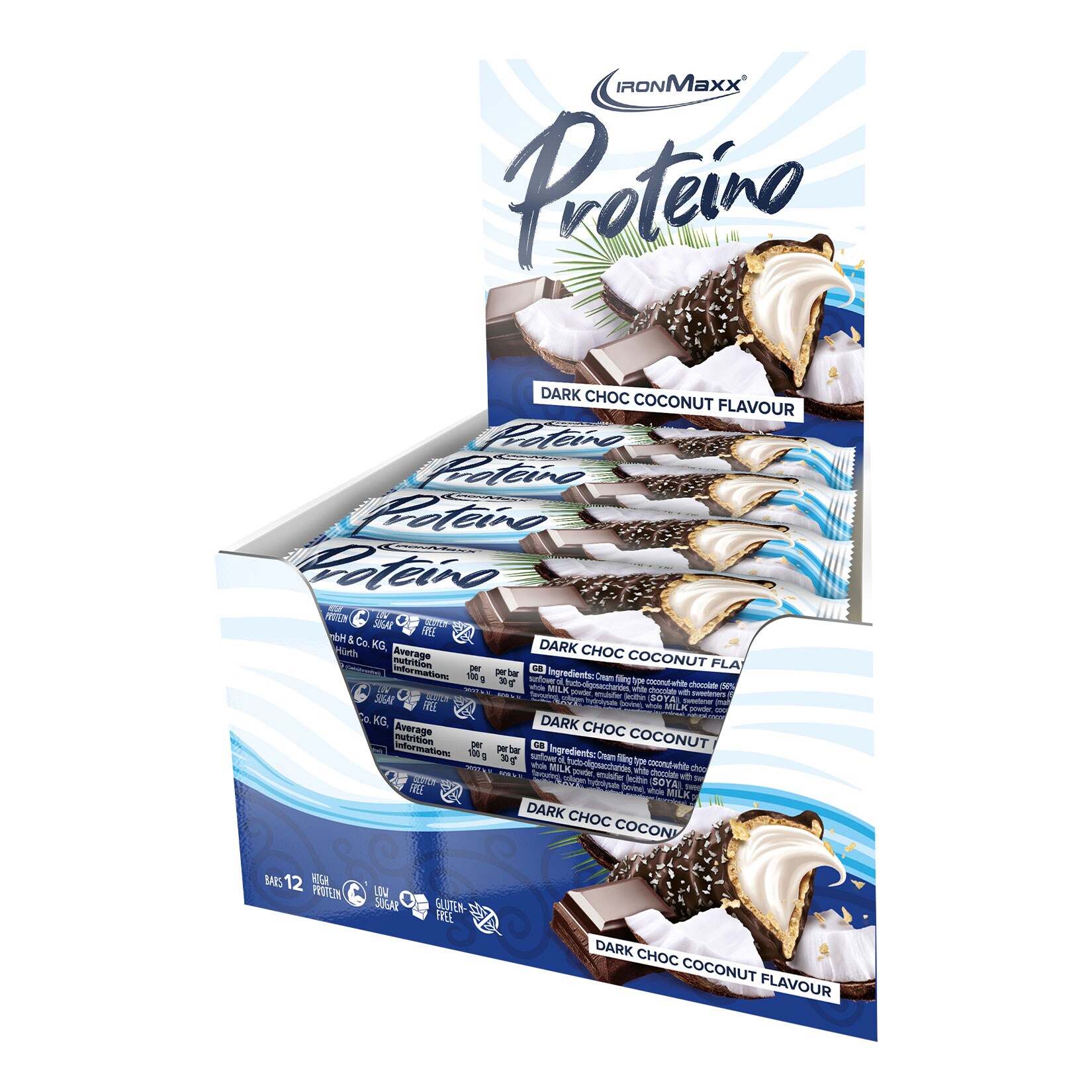 IronMaxx Proteino Dark Choc Coconut Riegel 30 g, 12er Pack - Bild 1