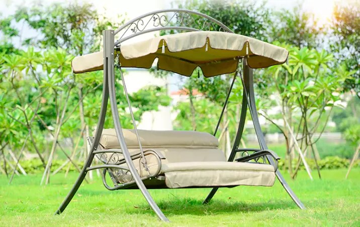 PureHaven Hollywoodschaukel für 3 Personen 210x150x200 cm pulverbeschichteter Stahl | 04260307168674