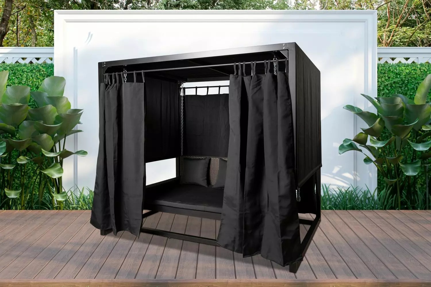 dschaukel f&uuml;r 4 Personen 236x180x210 cm Aluminiumrahmen Sitz- & Liegeposition mit Sitzauflage wasserabweisendes Sonnendach anthrazit - Bild 1