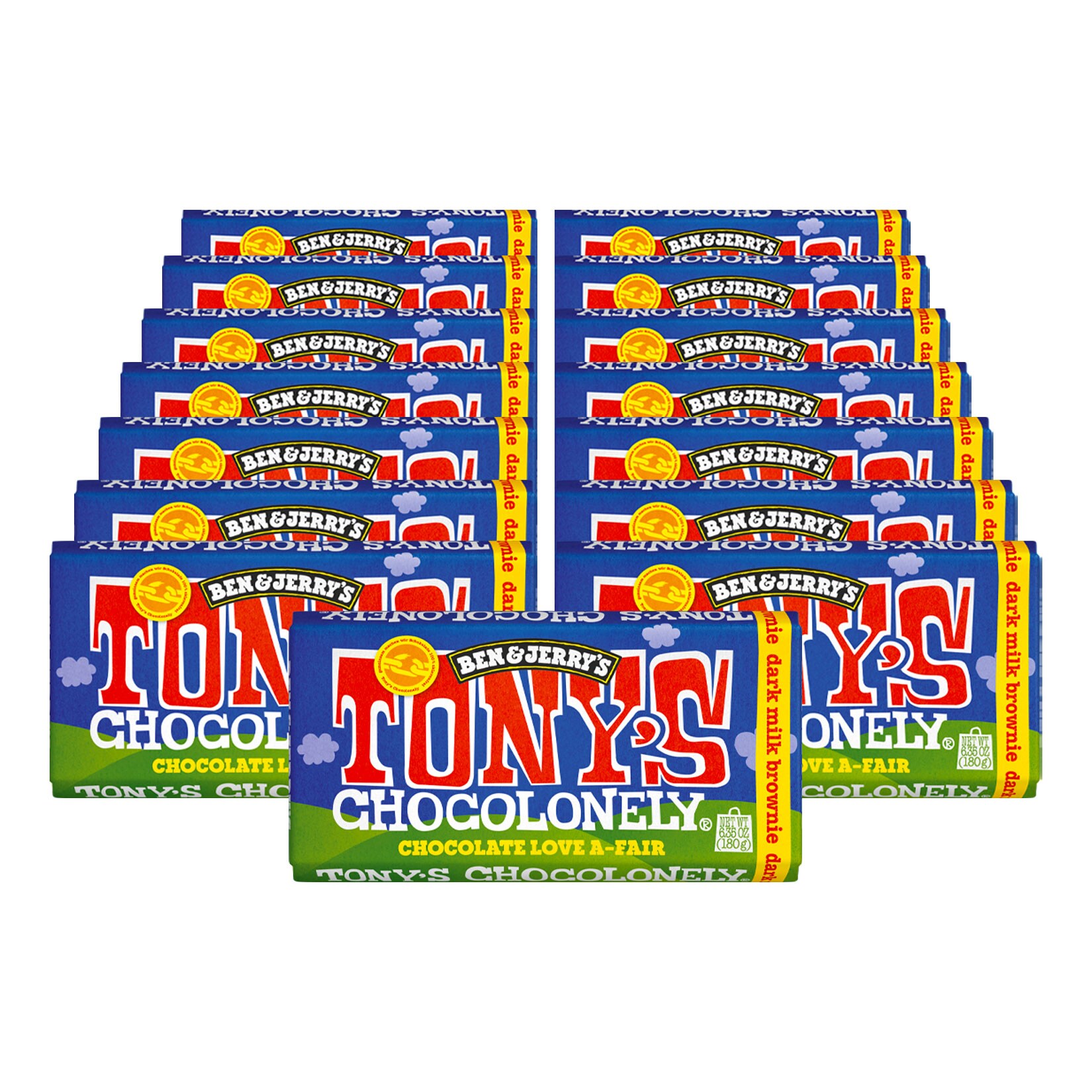 Tony&acute;s Chocolonely Dark Milk Brownie Schokolade 180 g, 15er Pack - Bild 1