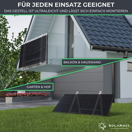 Halterung für Balkonkraftwerk Flachdach/Garten/Fassade ohne Haken