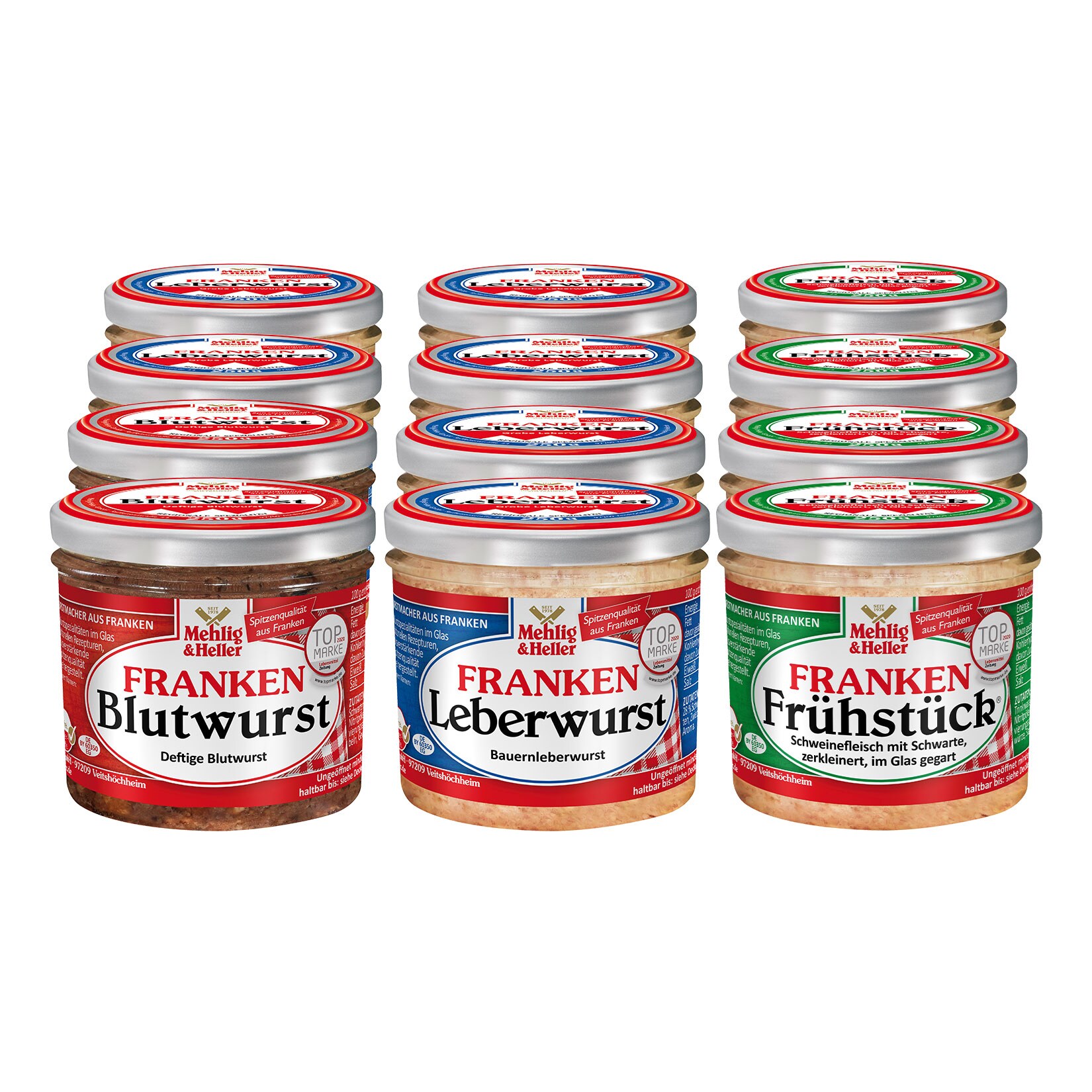 Mehlig & Heller Frankenwurst 250 g, verschiedene Sorten, 12er Pack - Bild 1