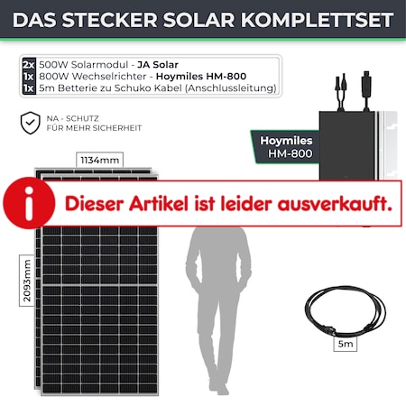 1000W Balkonkraftwerk Komplettset inkl. 500W Solarmodule - Solar