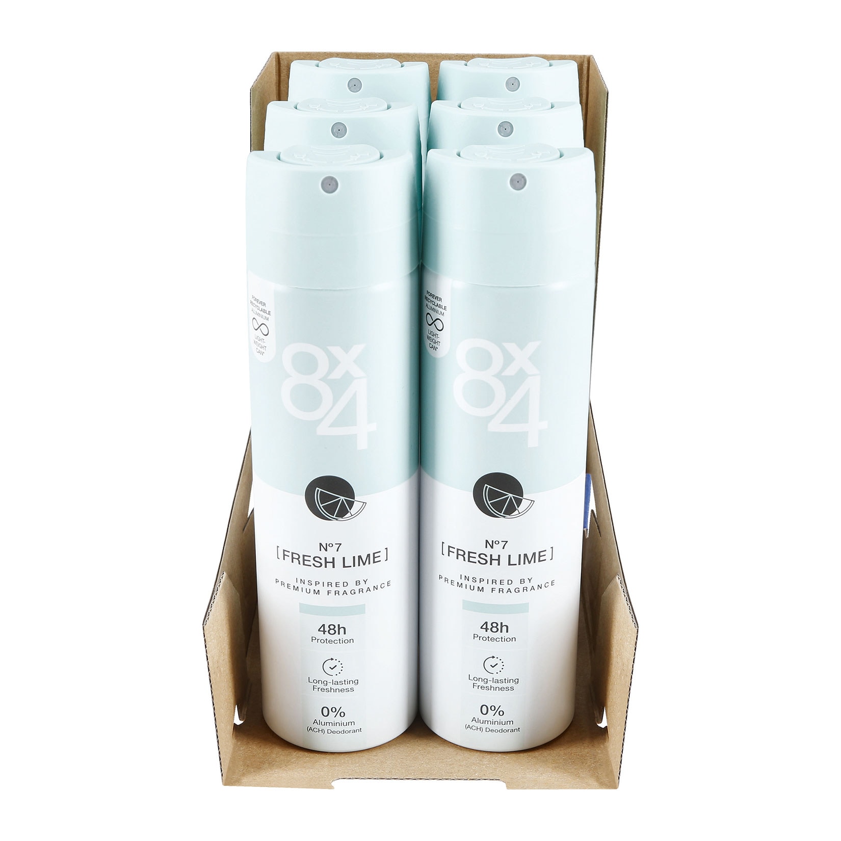 8x4 Deospray Fresh Lime N&deg;7 150 ml, 6er Pack - Bild 1