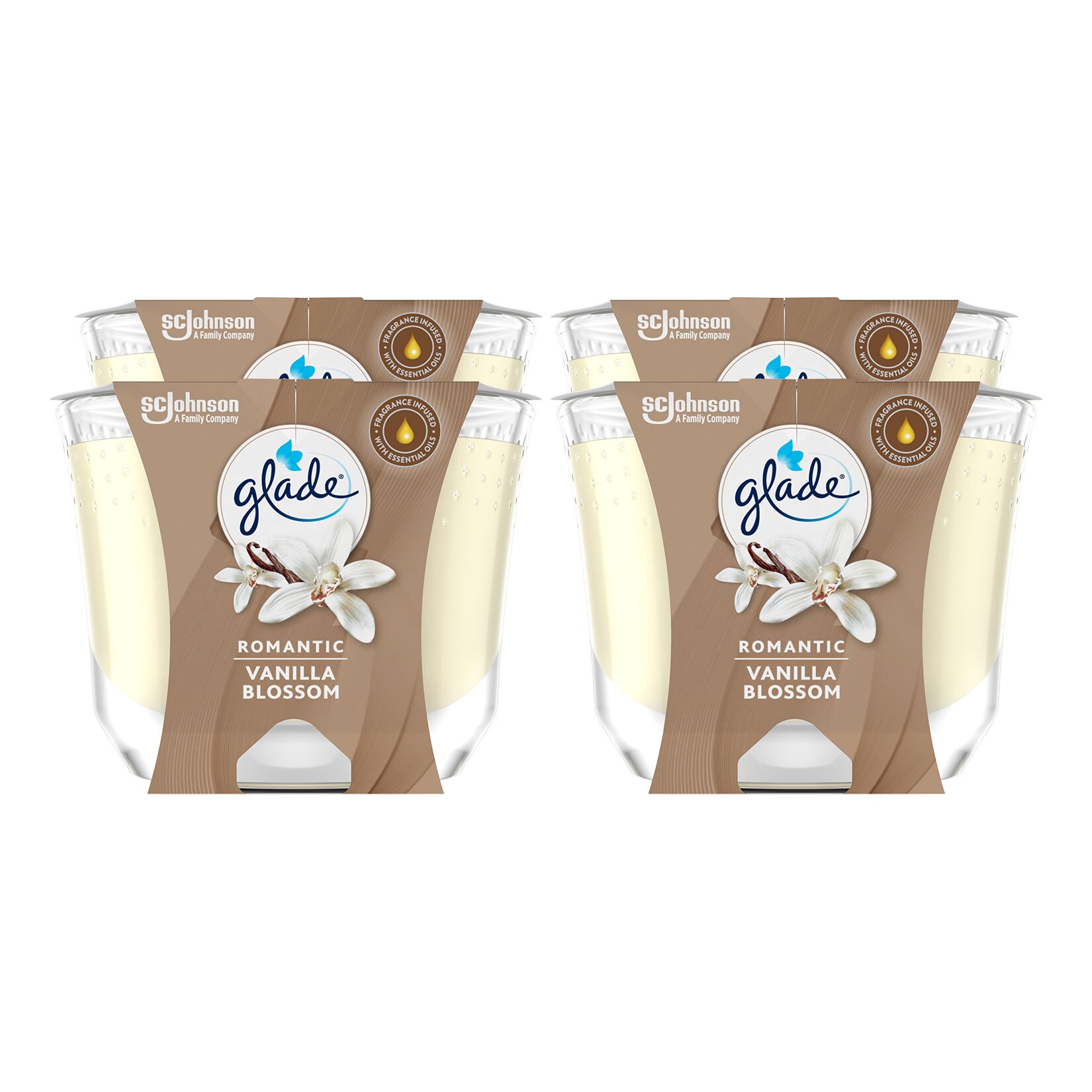 Glade Duftkerze Romantic Vanilla Blossom 224 g, 4er Pack - Bild 1