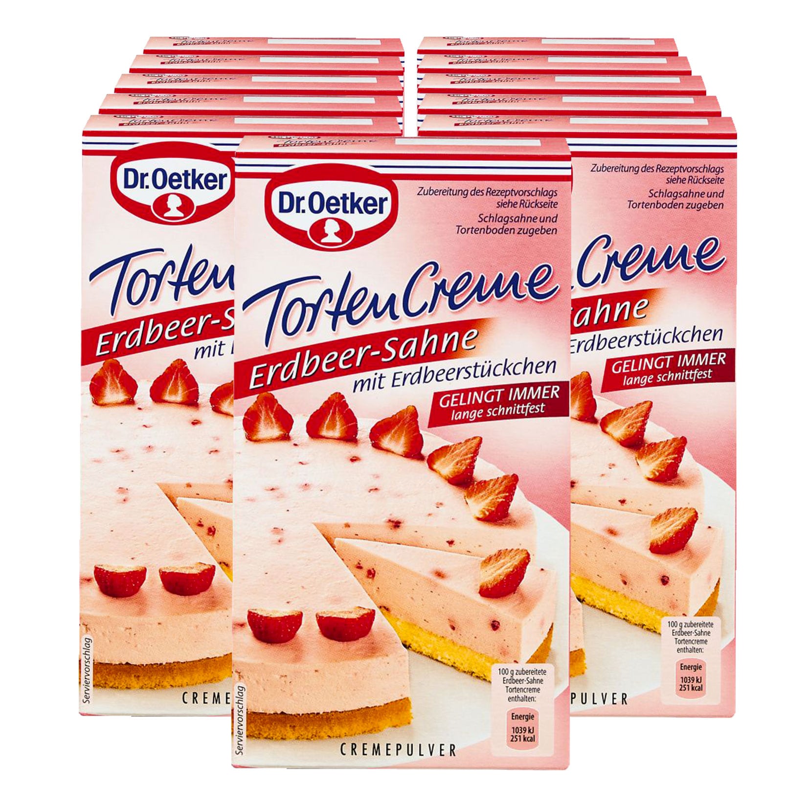 Dr. Oetker Tortencreme Erdbeer-Sahne 113 g, 11er Pack - Bild 1