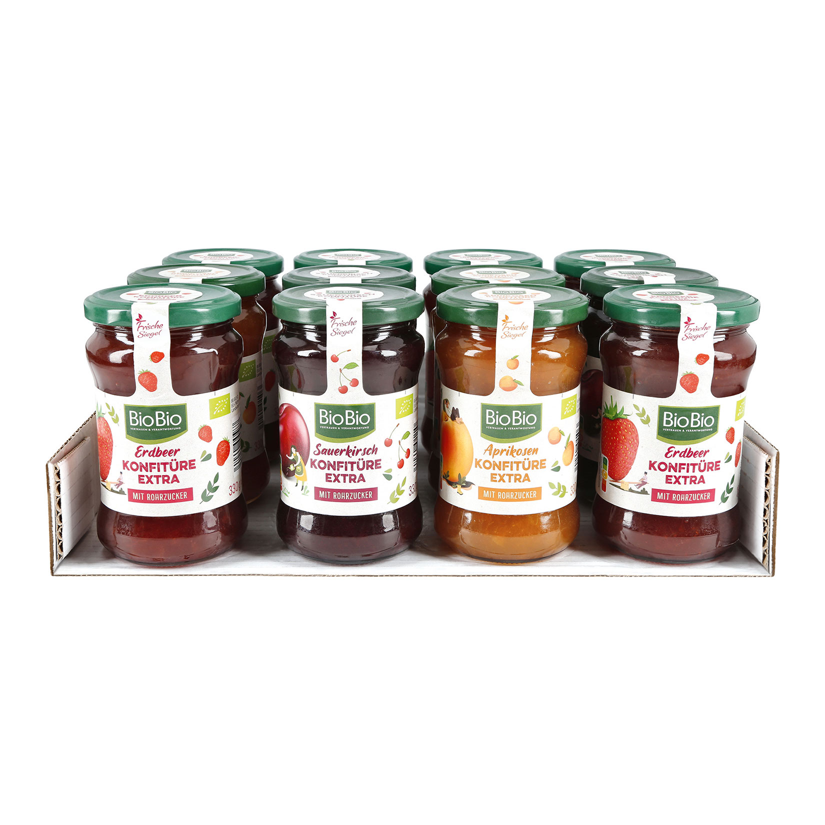 BioBio Konfit&uuml;re mit Rohrzucker 330 g, verschiedene Sorten, 12er Pack - Bild 1
