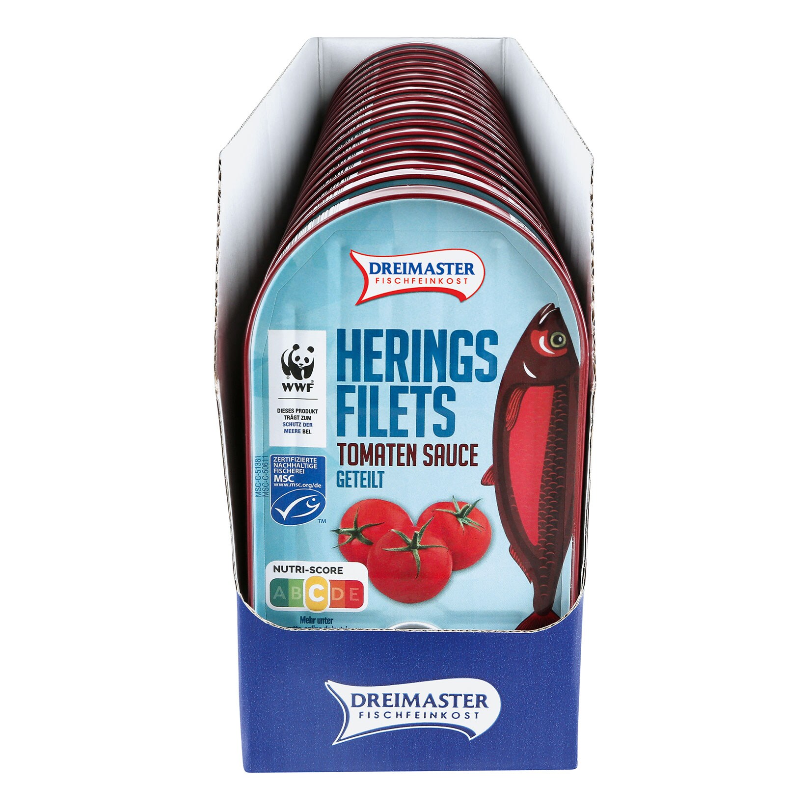 Dreimaster Heringsfilet in Tomatensauce 200 g, 18er Pack - Bild 1