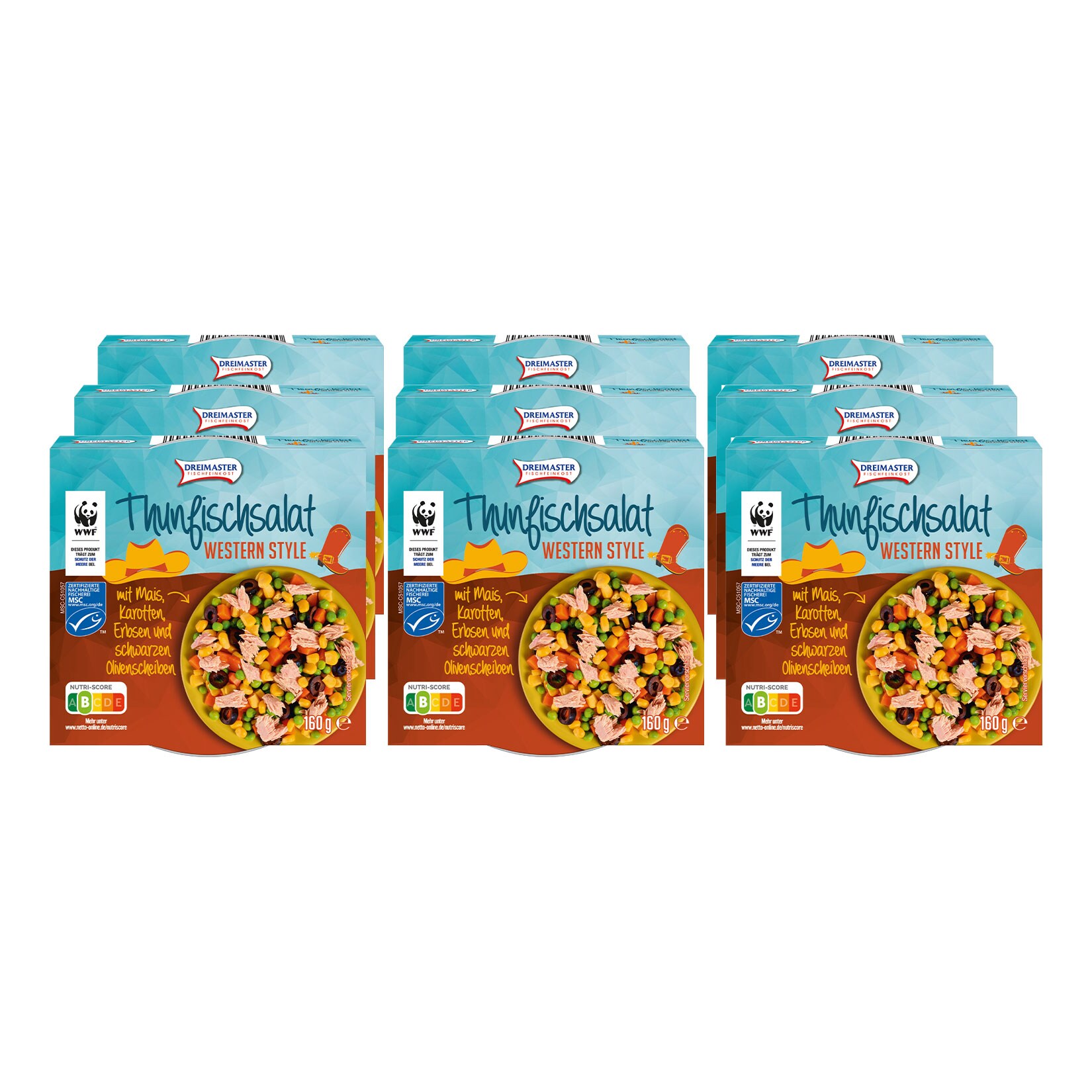 Dreimaster Thunfischsalat Western Style 160 g, 9er Pack - Bild 1