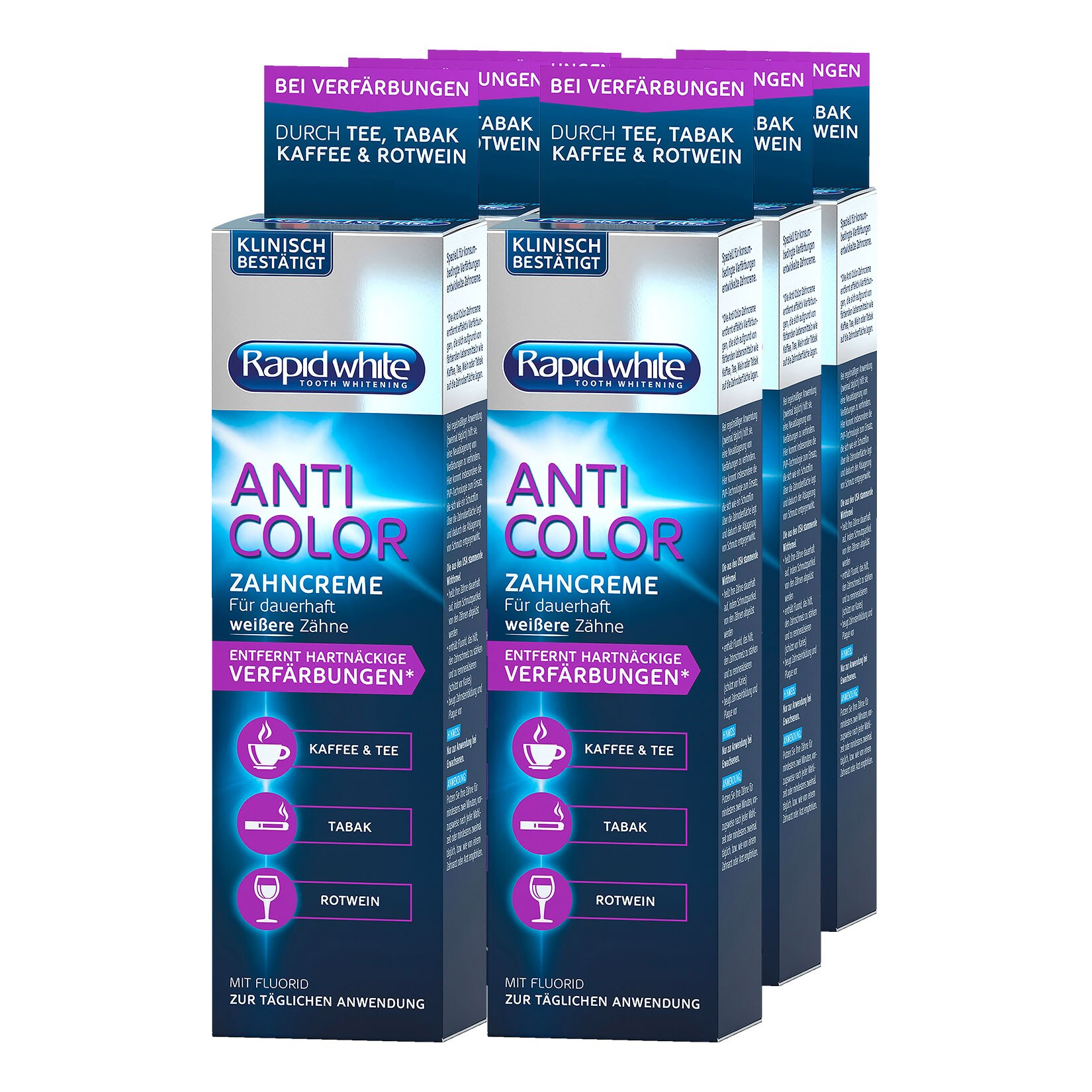 Rapid White Anti Color Zahncreme 75 ml, 6er Pack - Bild 1