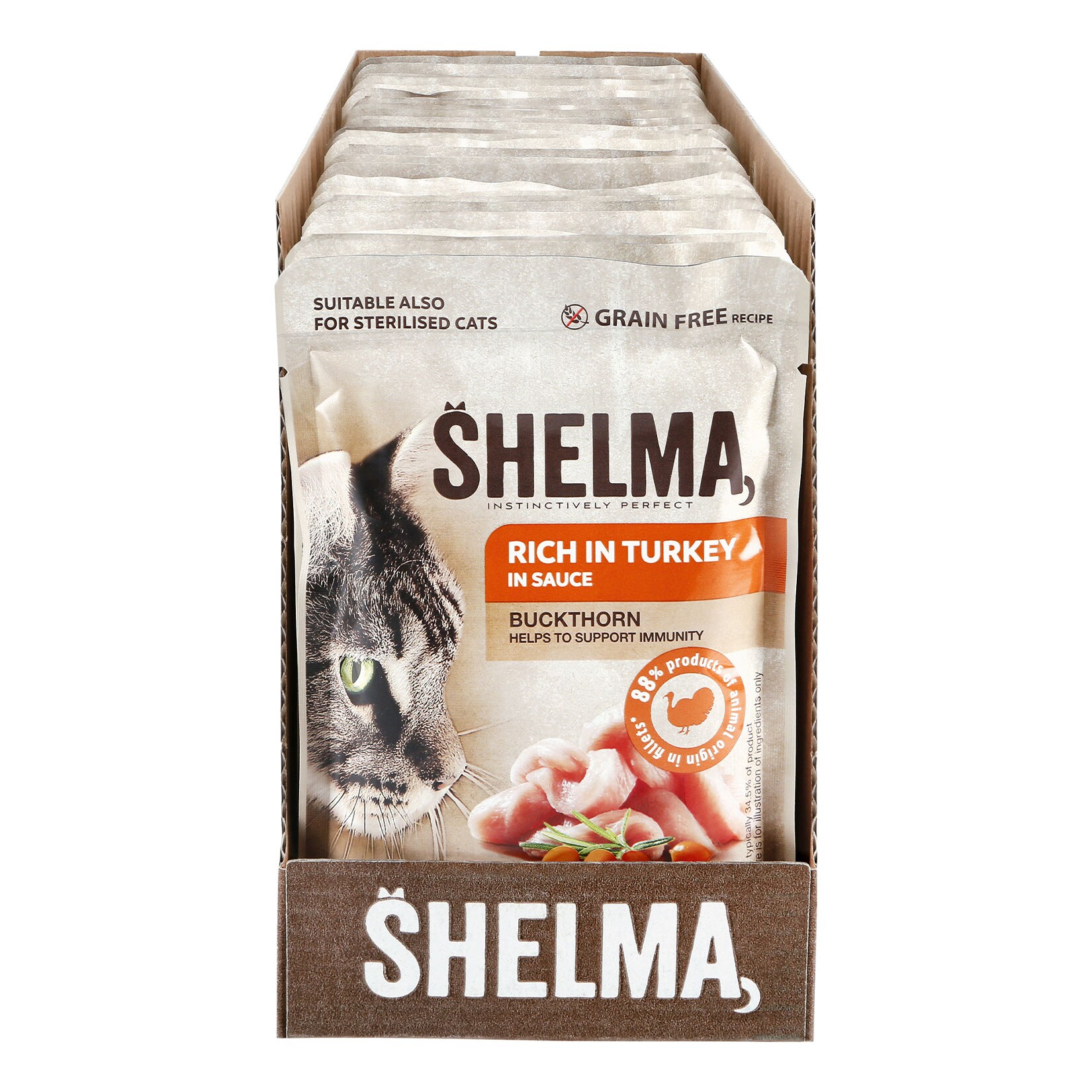 Shelma Katzennahrung Pouch Truthahn 85 g, 28er Pack - Bild 1