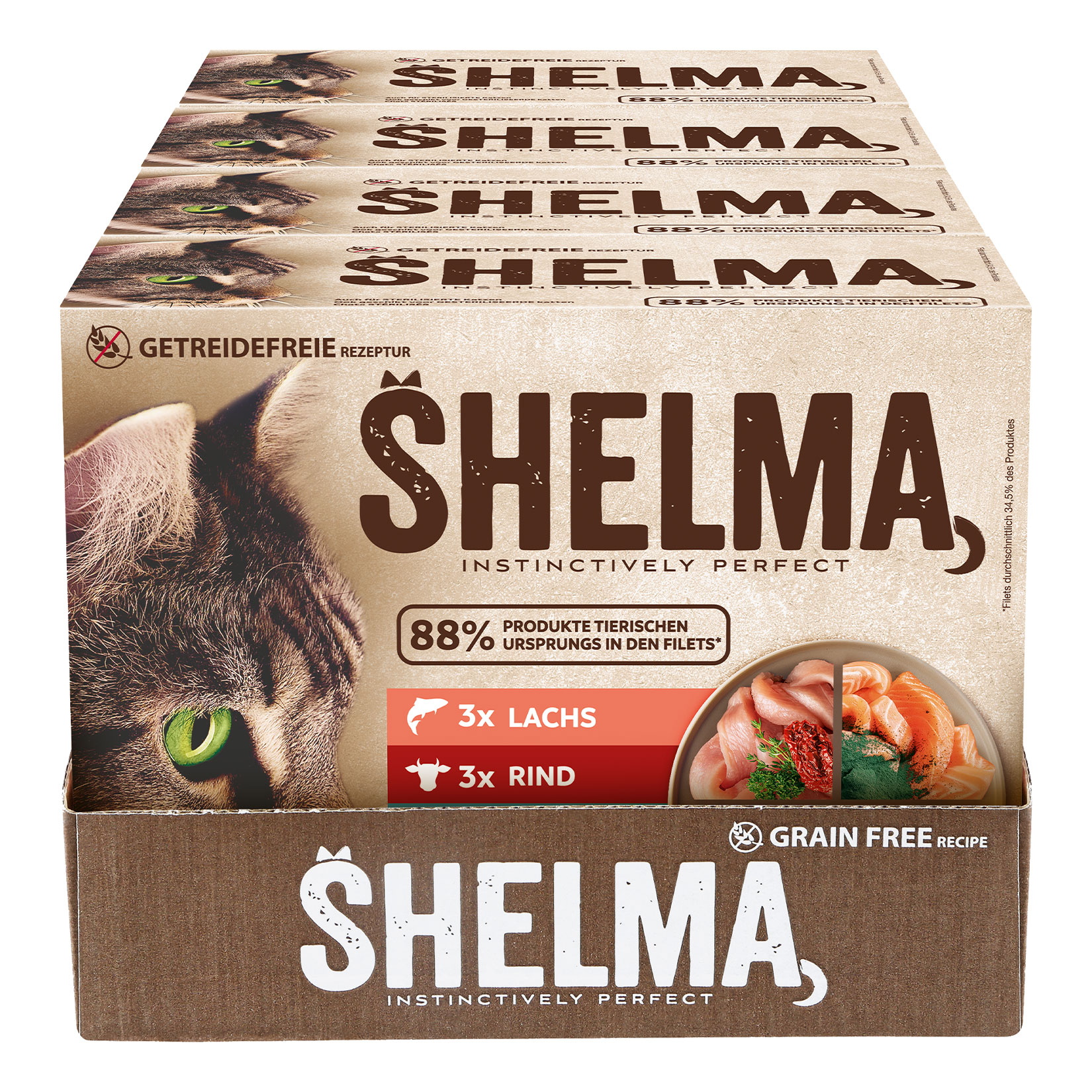 Shelma Multipack Fleisch+Fisch 12 x 85 g, 4er Pack - Bild 1