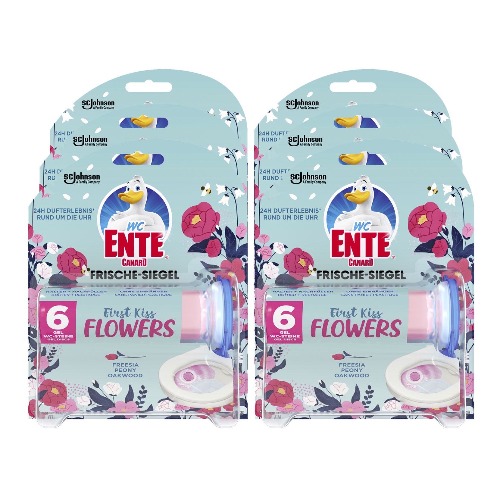 WC Ente Frische-Siegel Original First Kiss Flowers 36 ml, 6er Pack - Bild 1