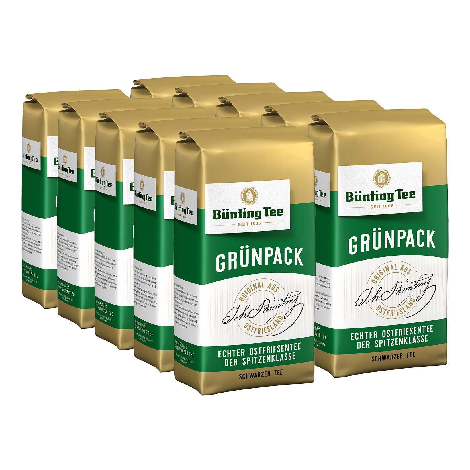Bünting Tee Grünpack 500 g, 10er Pack | 04008837201375