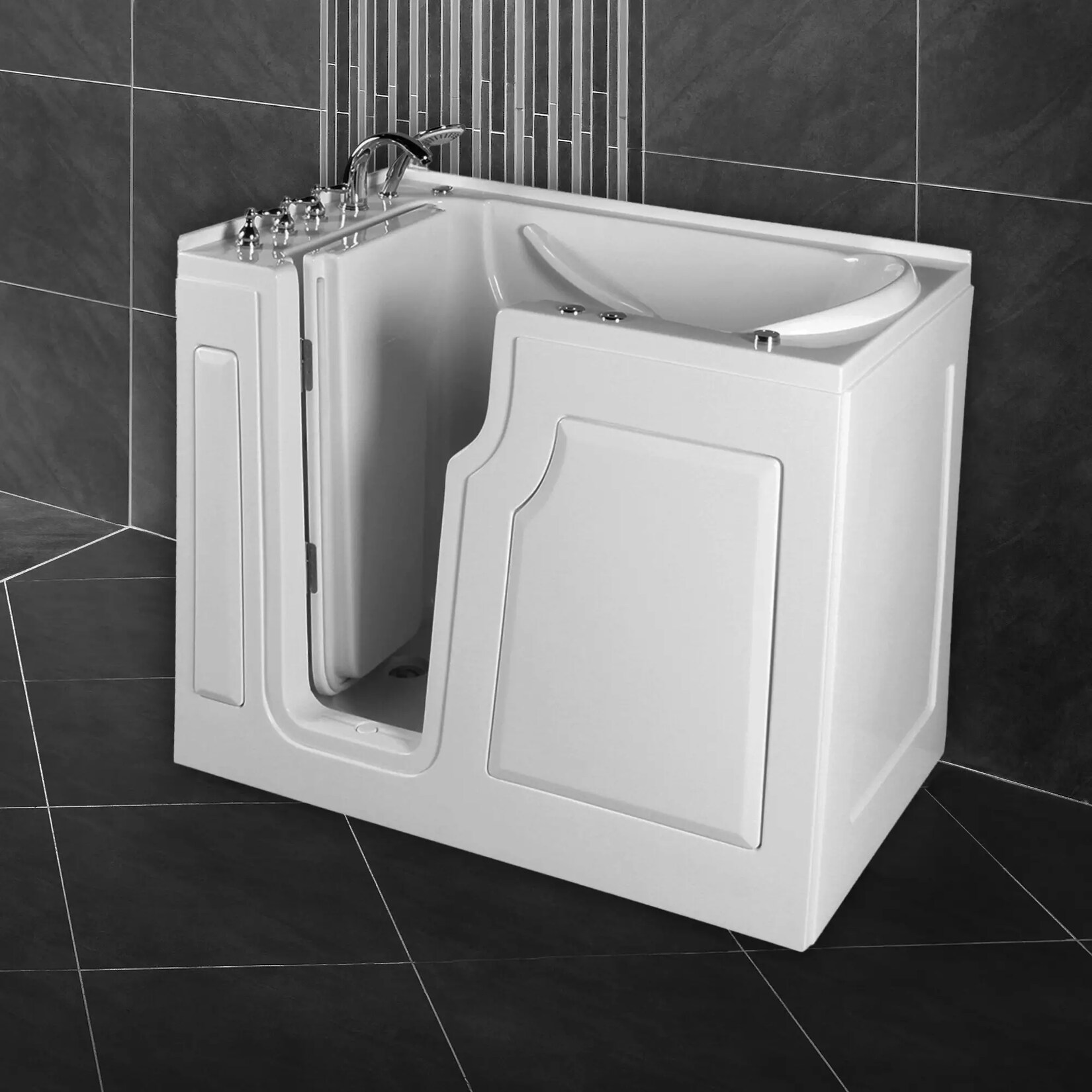 wanne 122×71 cm mit Whirlpool-Funktion Wasserdüsen integrierter Tür für leichten Einstieg- versch. Ausführungen | 04260307169312